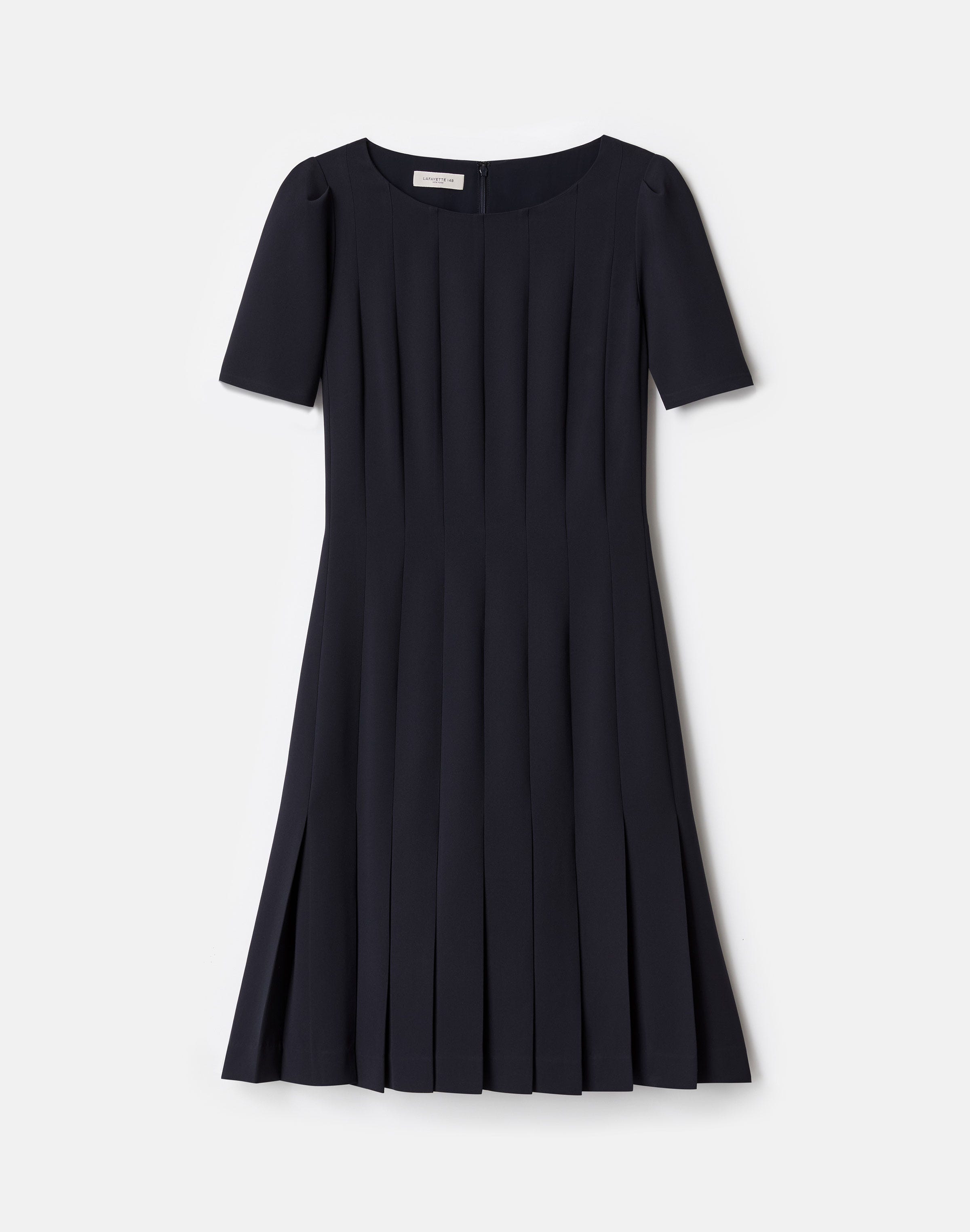 Petite Responsible Finesse Crepe Hand Pleated Short Sleeve Dress