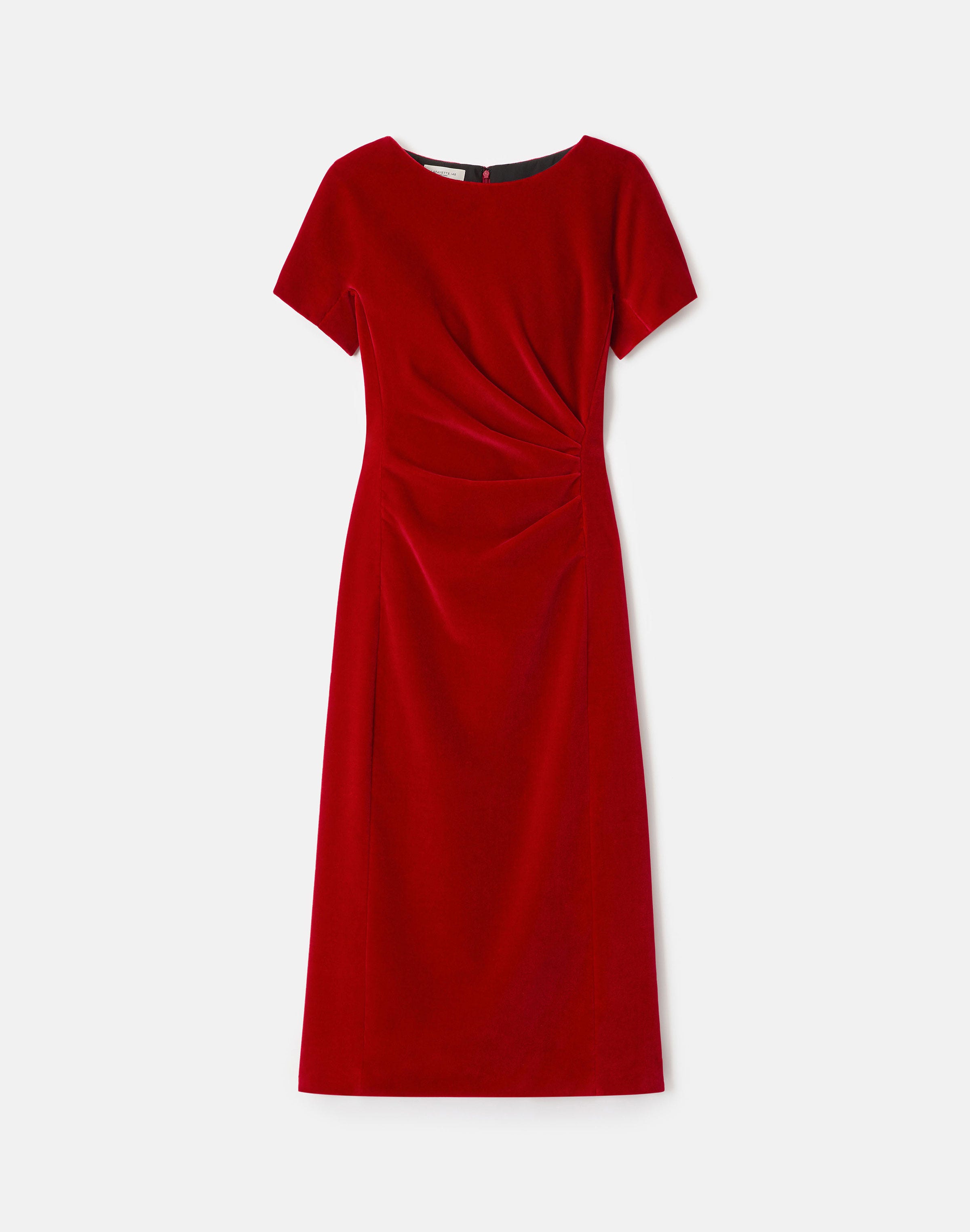 Velvet Pleated Waist Midi Dress