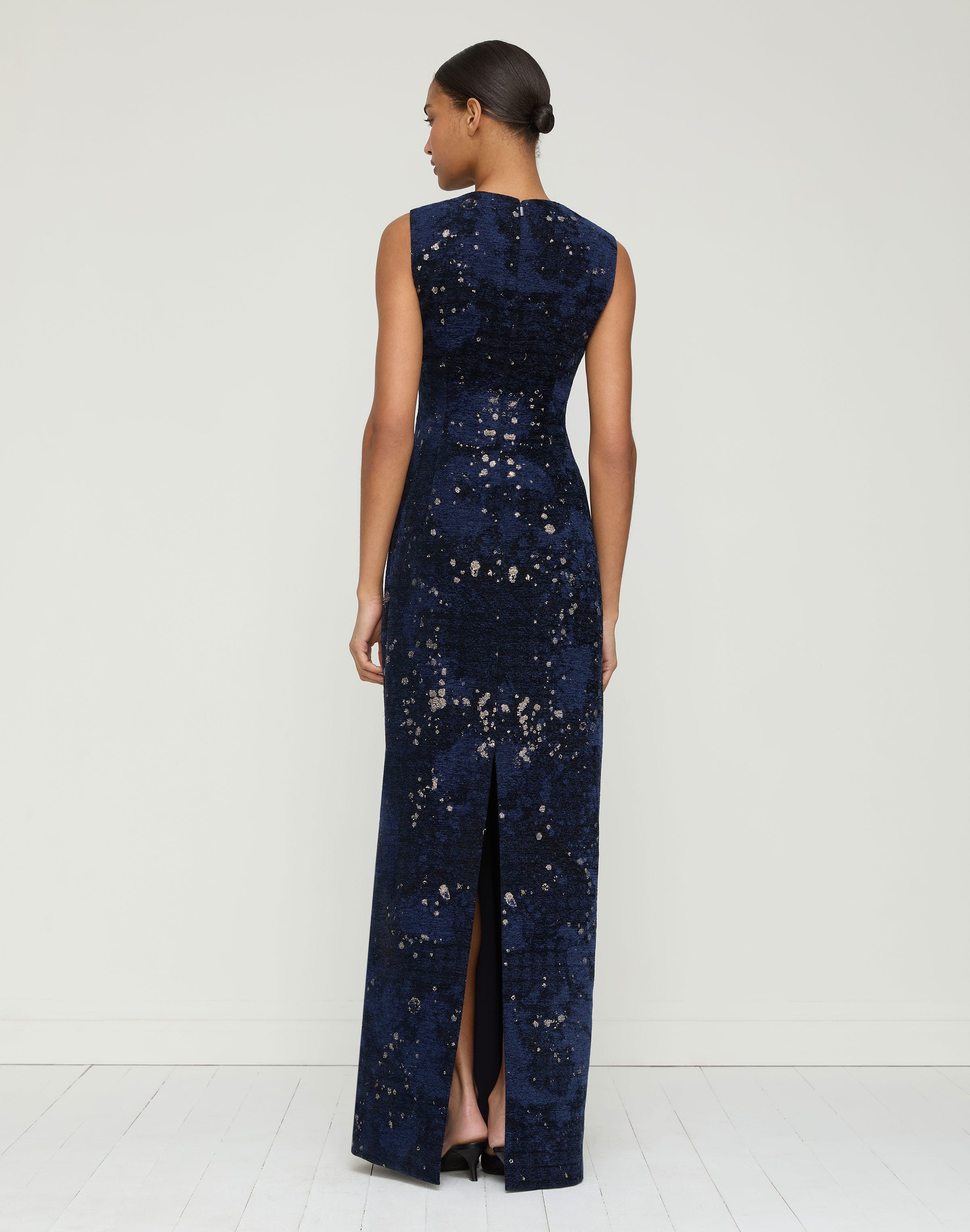 Cosmos Chenille Jacquard Pleated Waist Gown