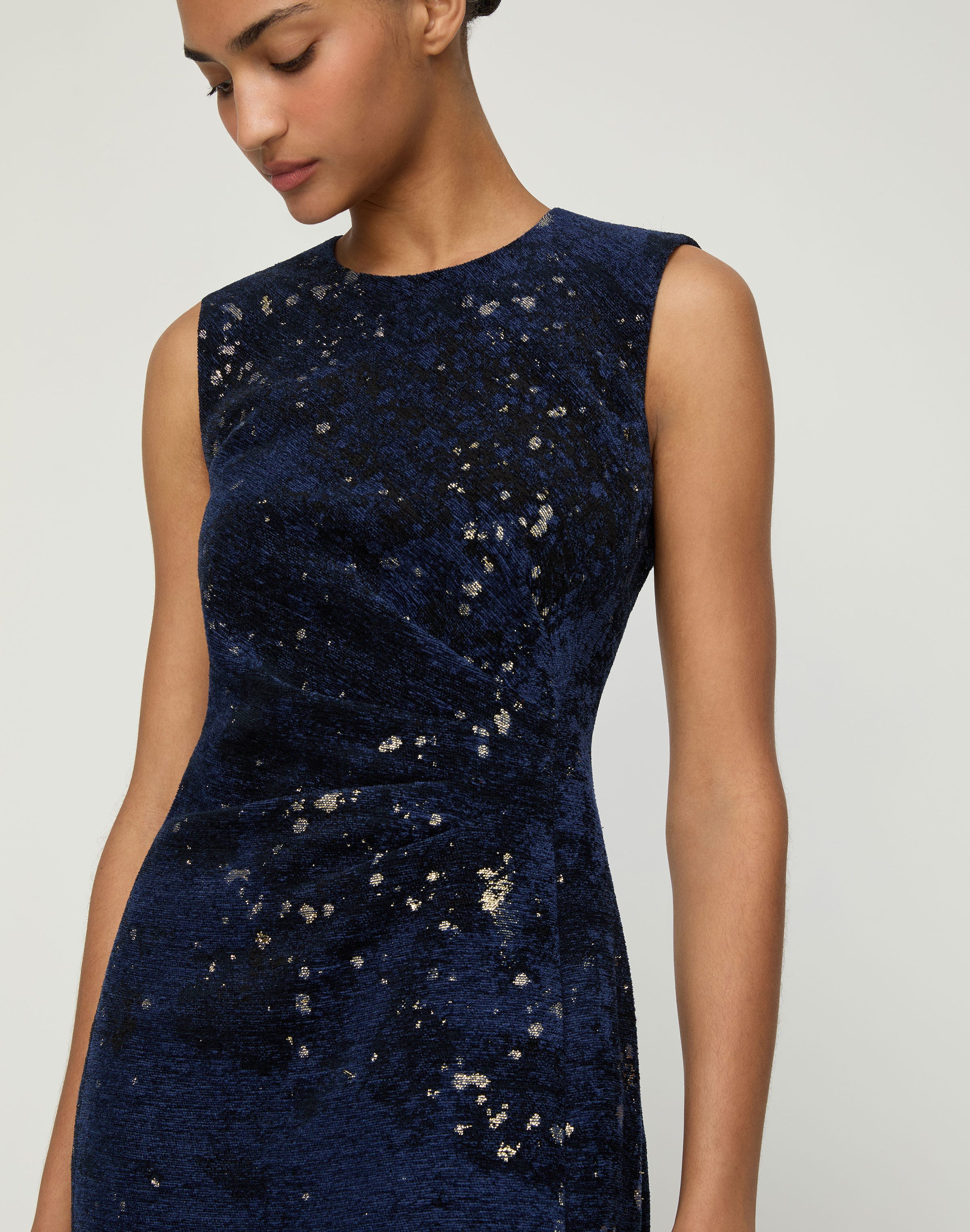 Cosmos Chenille Jacquard Pleated Waist Gown