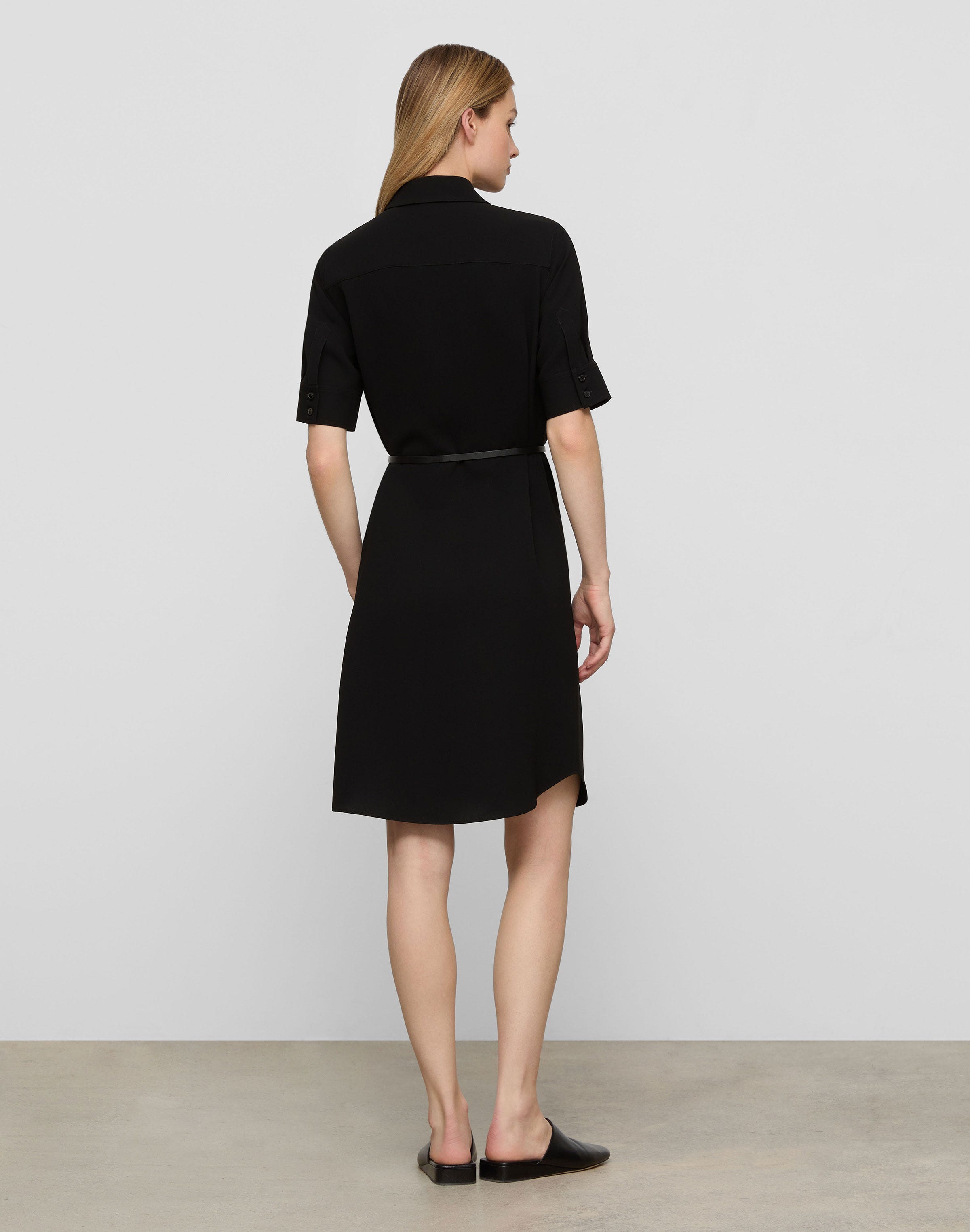 Responsible Finesse Crepe Patch Pocket Belted Shirtdress