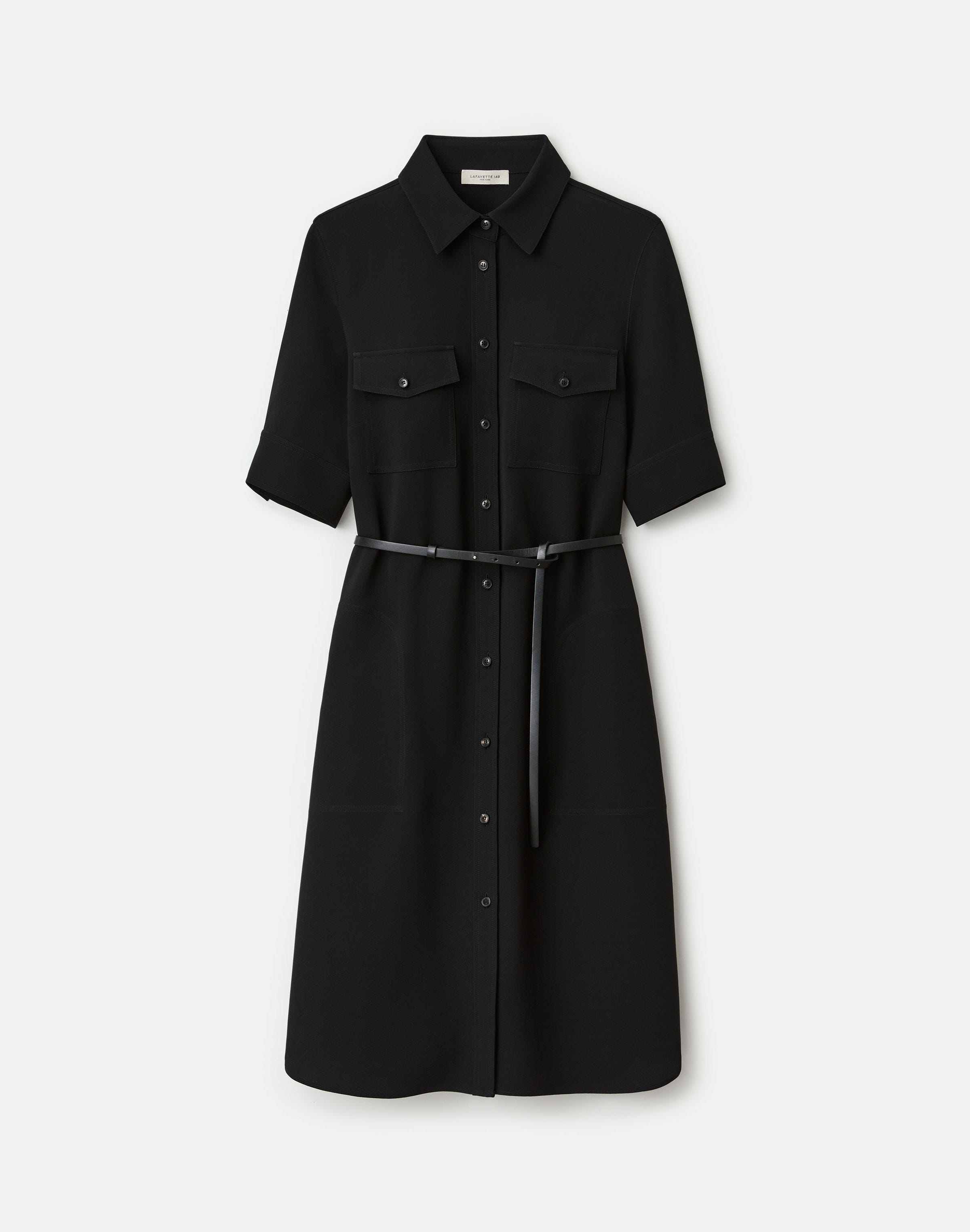 Responsible Finesse Crepe Patch Pocket Belted Shirtdress