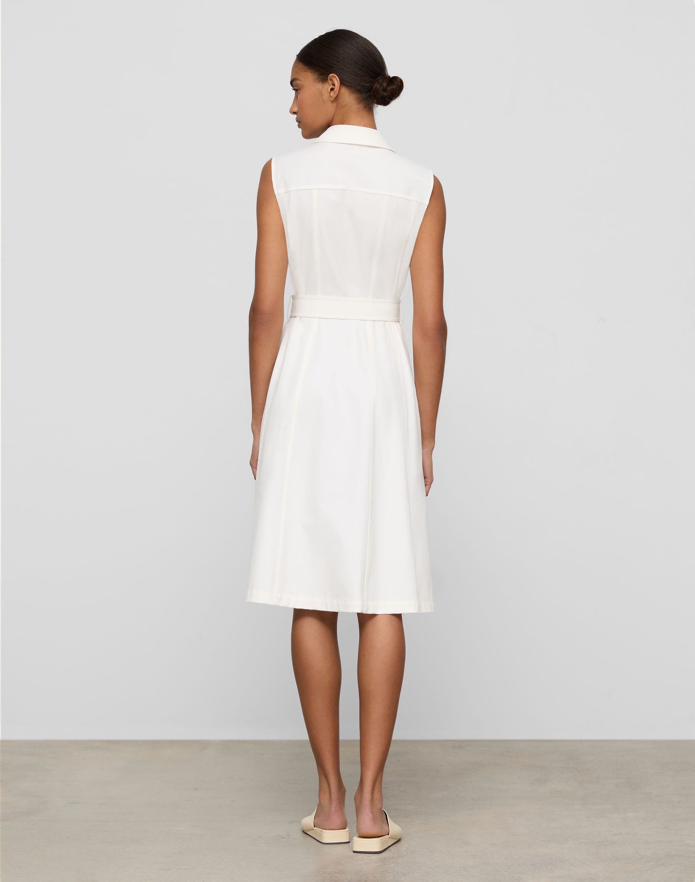 Petite Techno Stretch Twill Belted Shirtdress