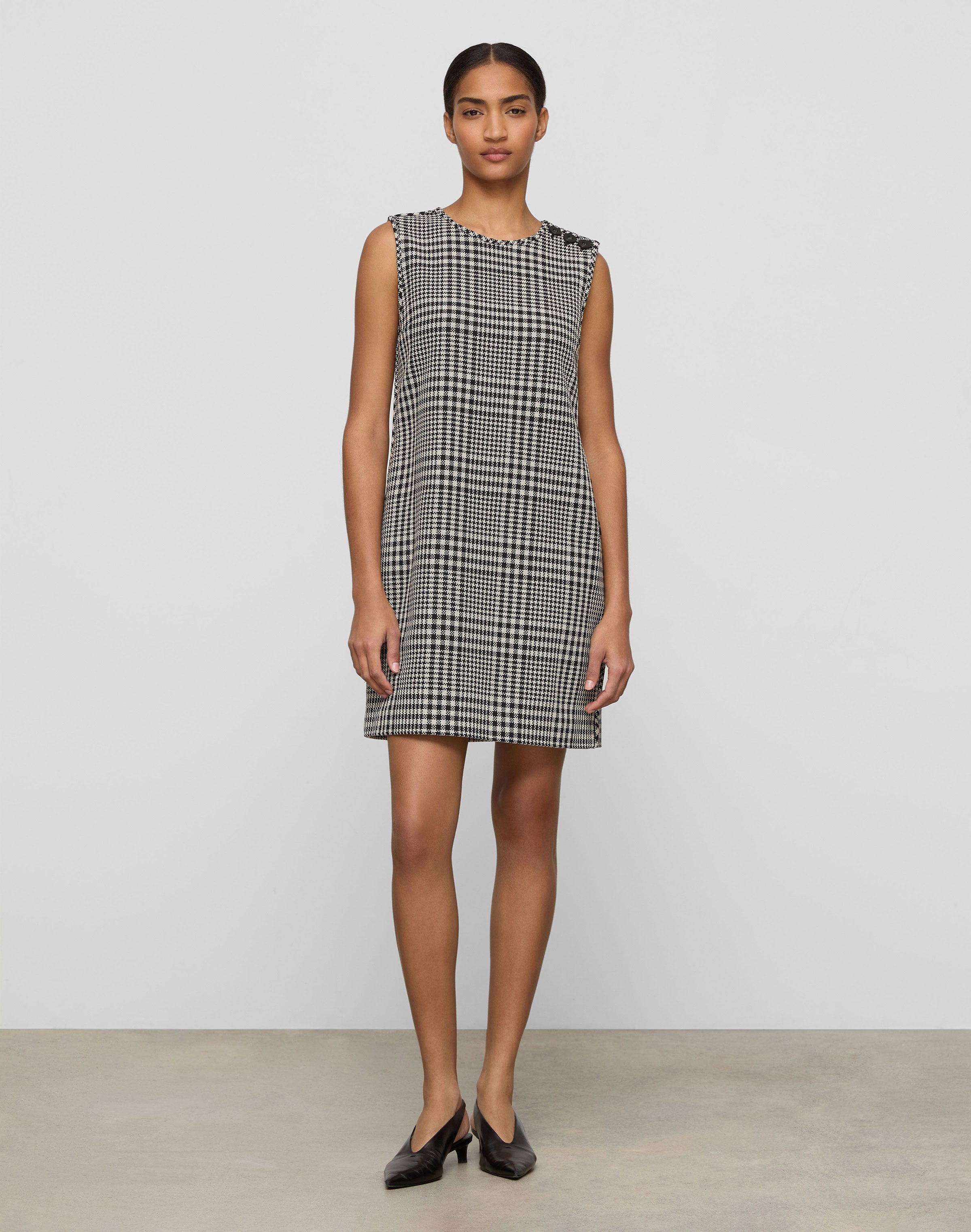 Grid Plaid Corded Cotton Shift Dress