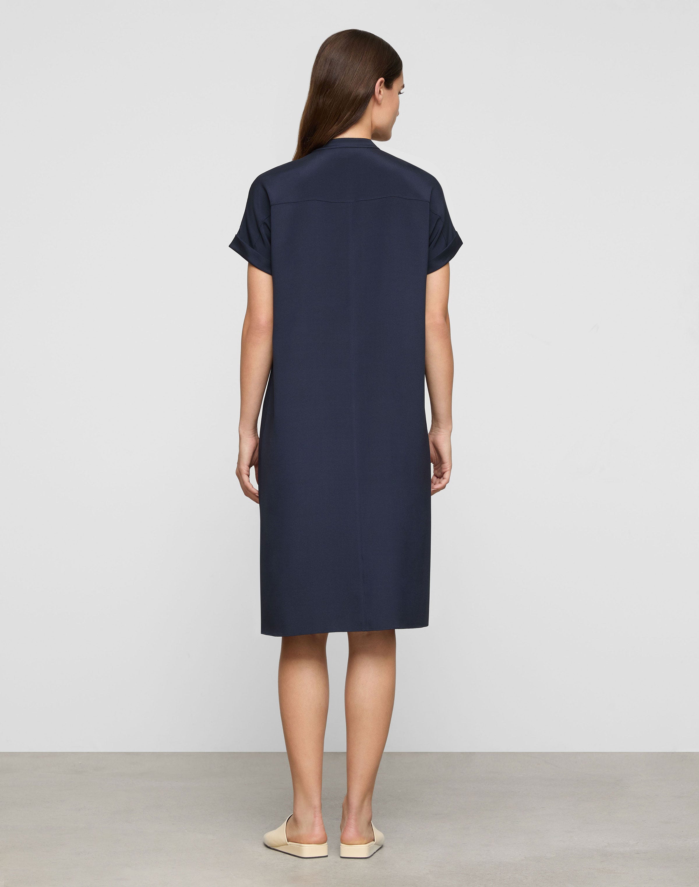 Organic Silk Stretch Georgette Henley Dress