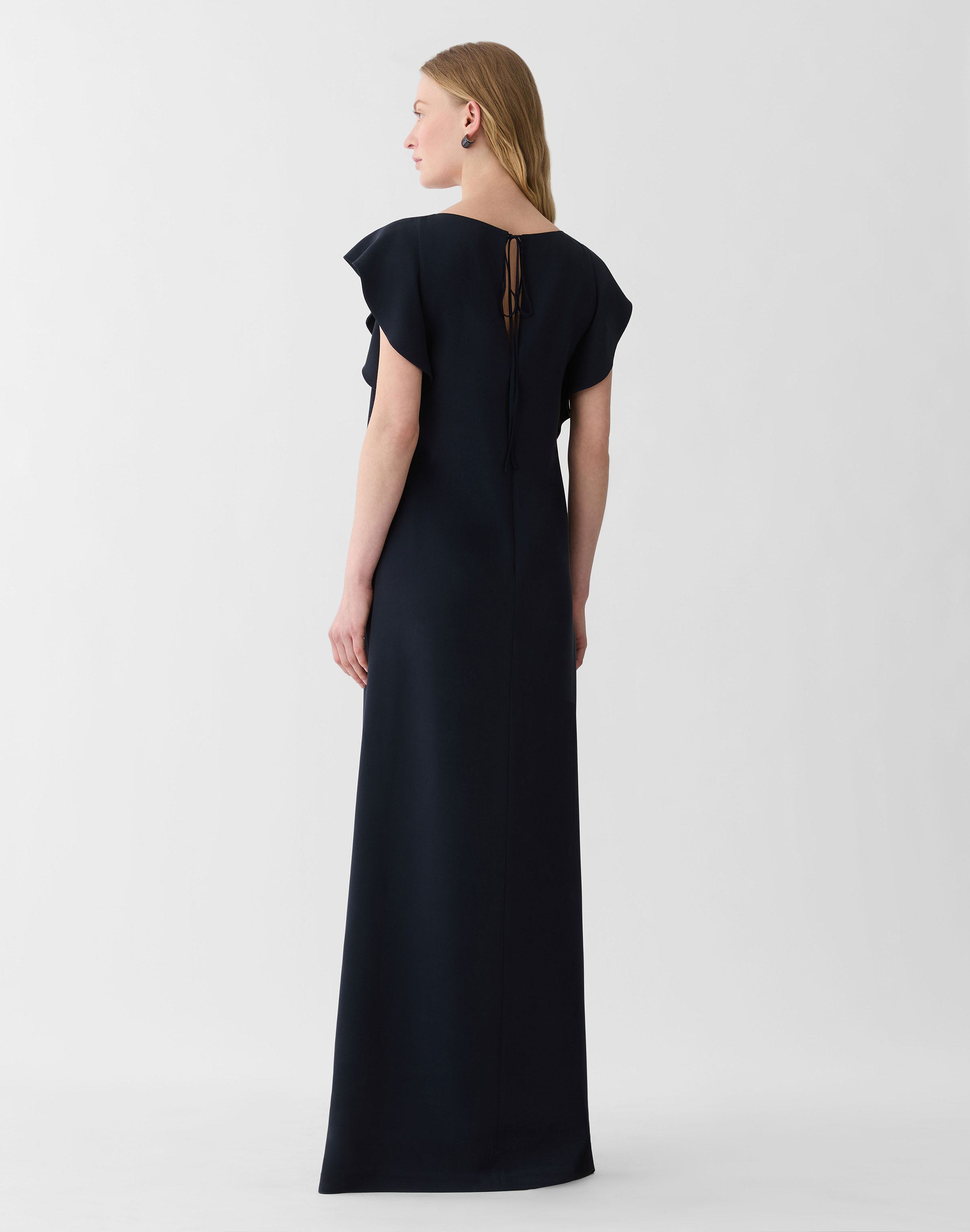 Plus-Size Viscose-Silk Cady Flutter Sleeve Gown