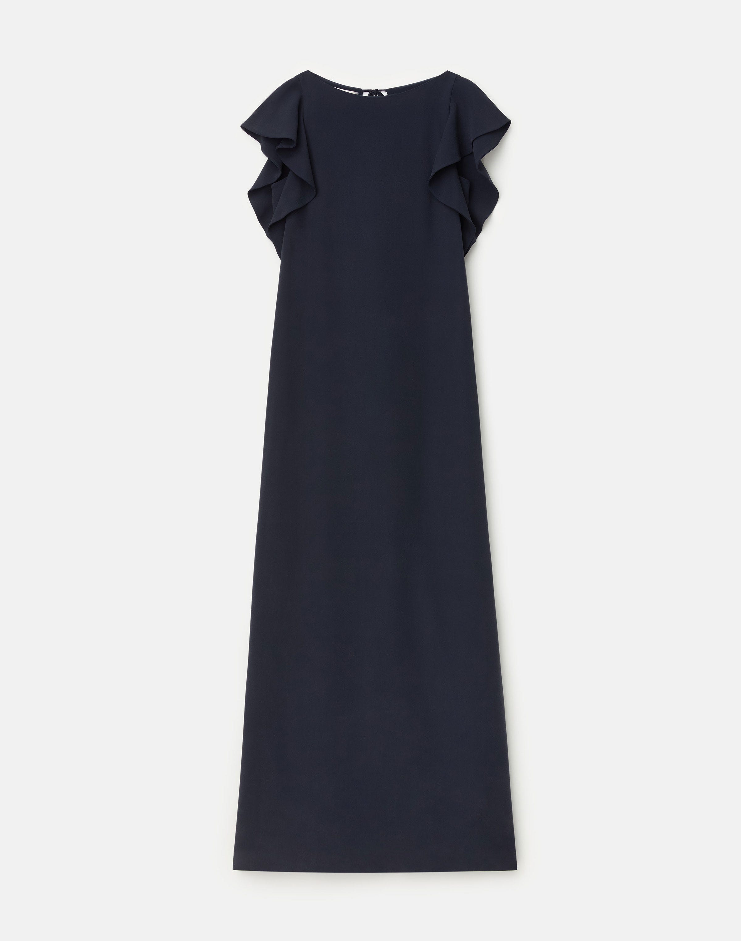 Plus-Size Viscose-Silk Cady Flutter Sleeve Gown