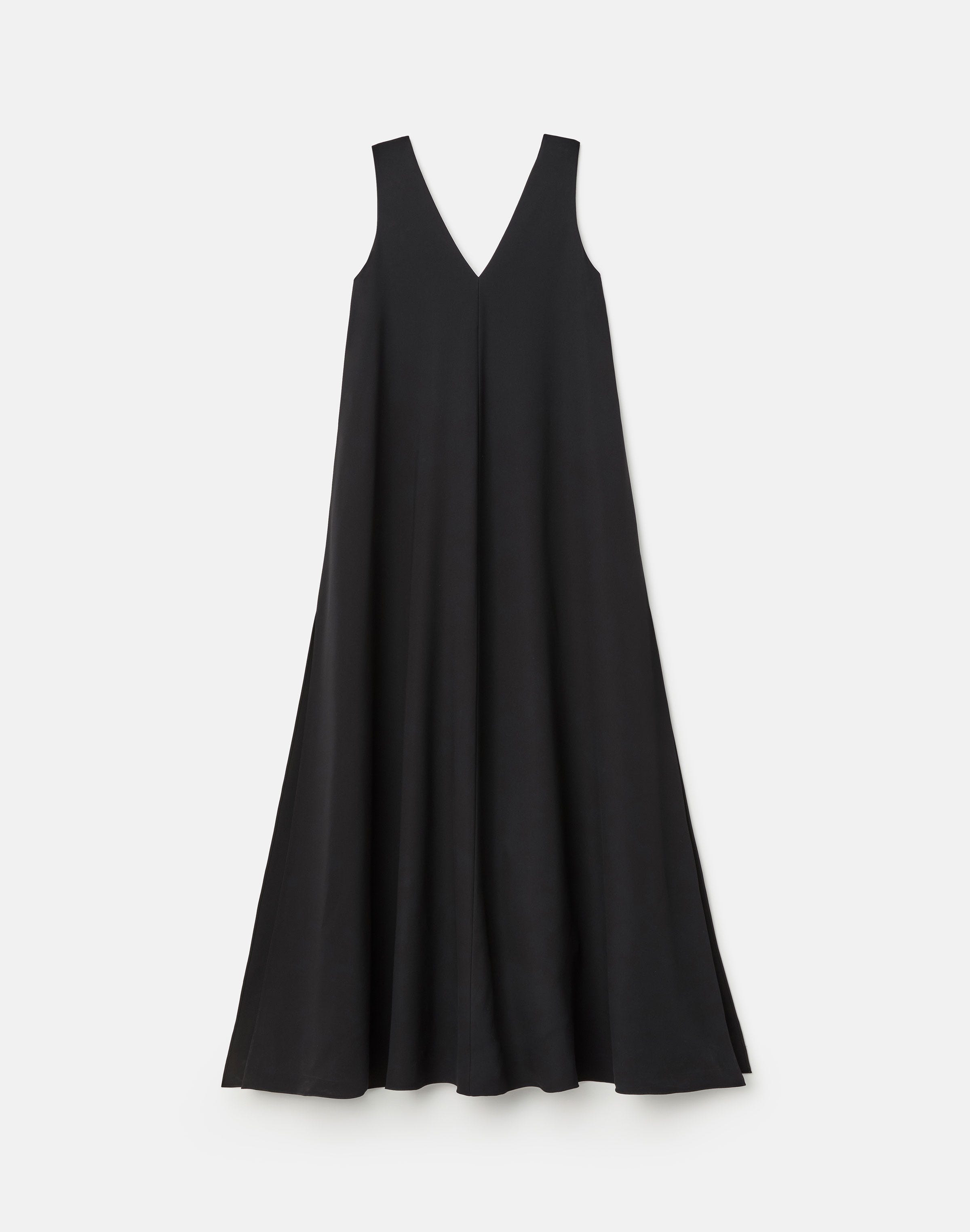 Viscose-Silk Cady V-Neck Gown
