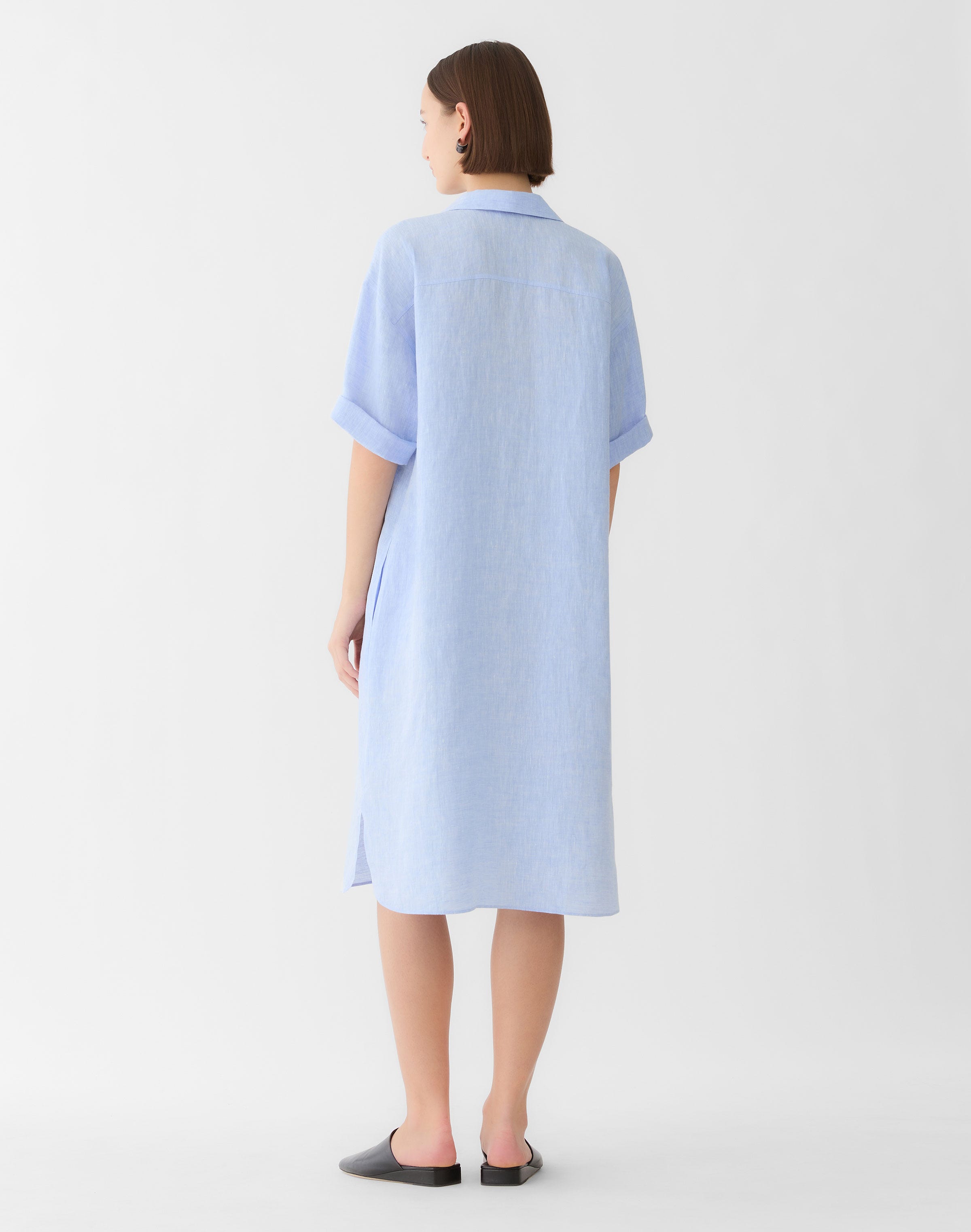 Petite Organic Linen Popover Shirtdress