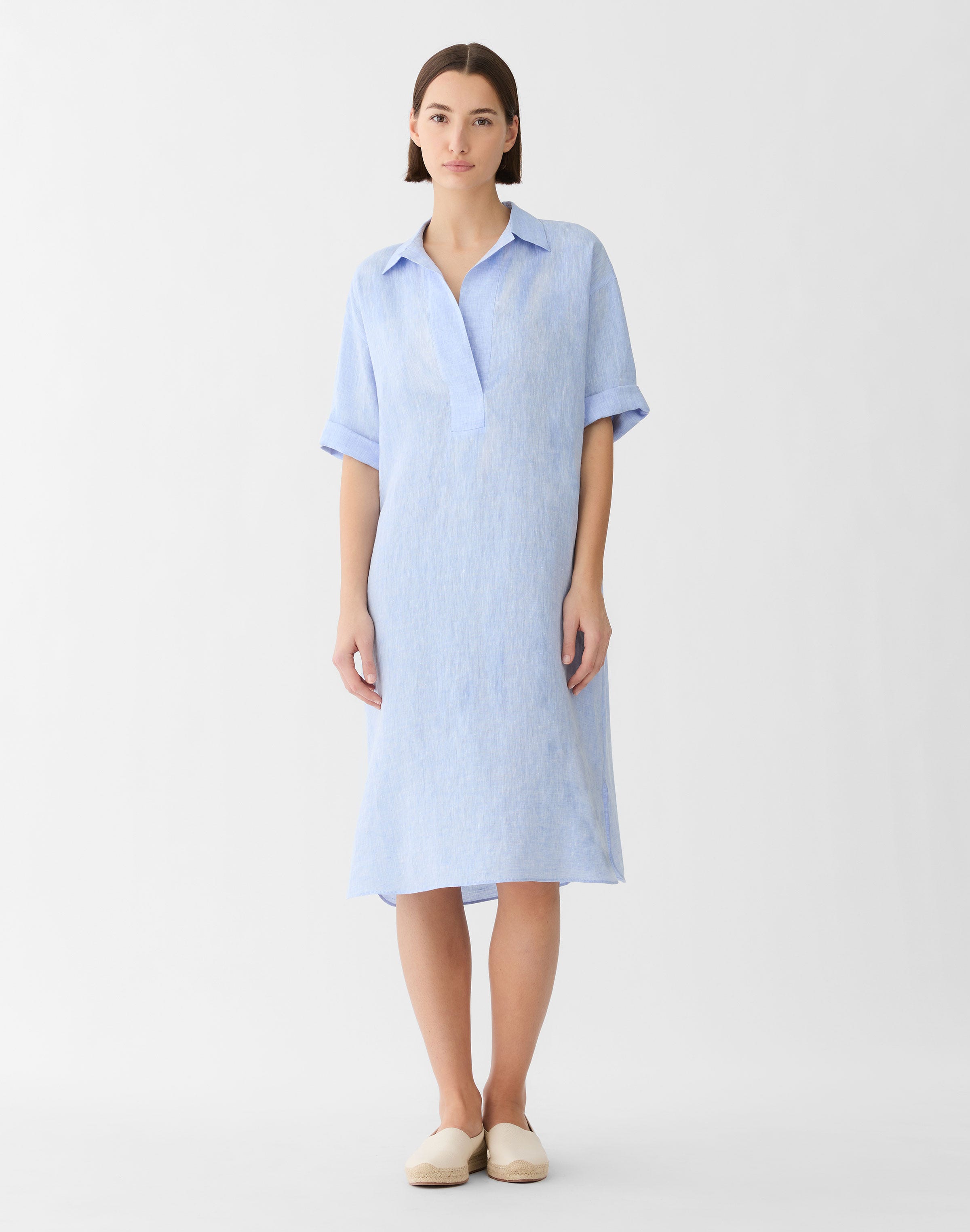 Petite Organic Linen Popover Shirtdress