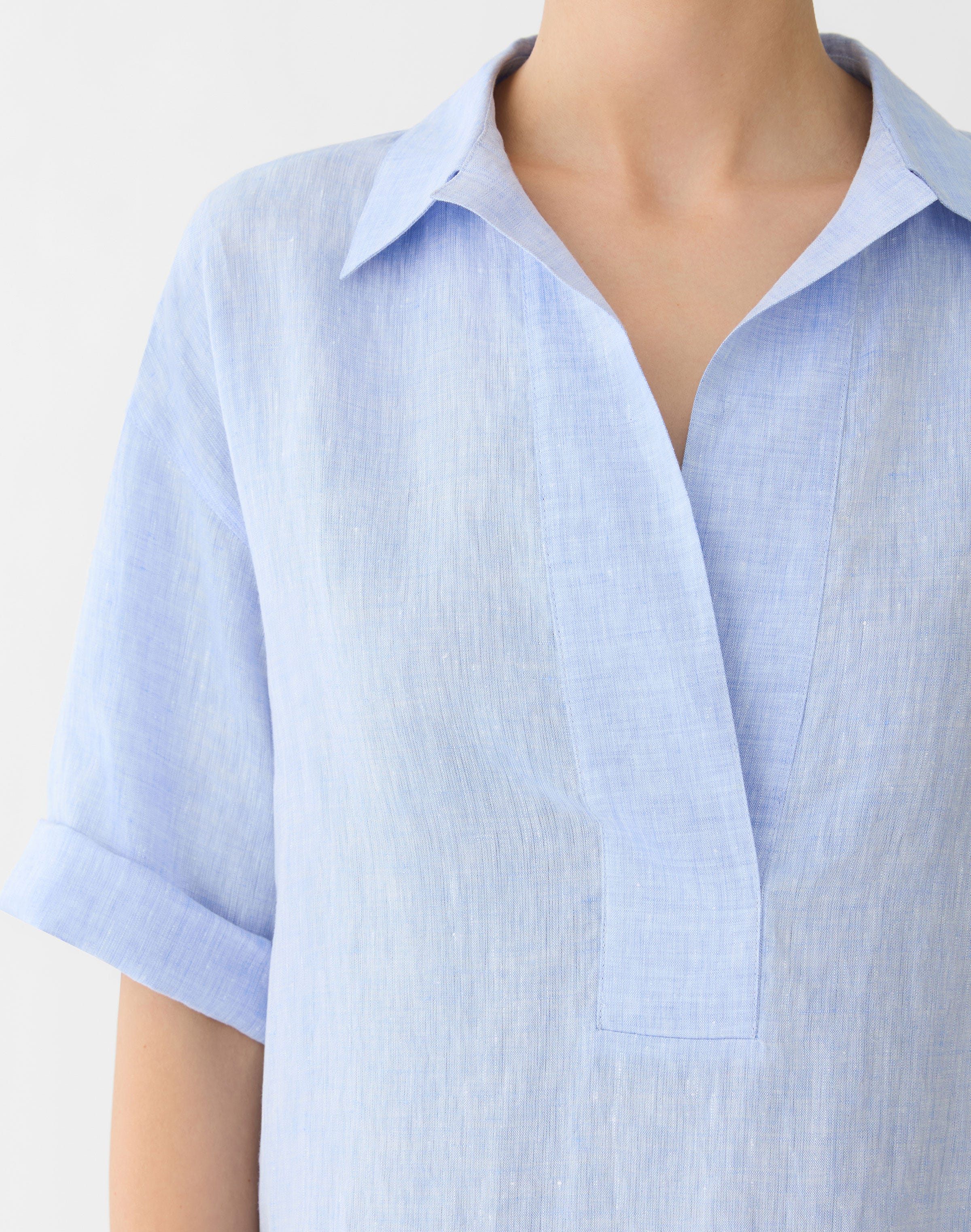 Petite Organic Linen Popover Shirtdress