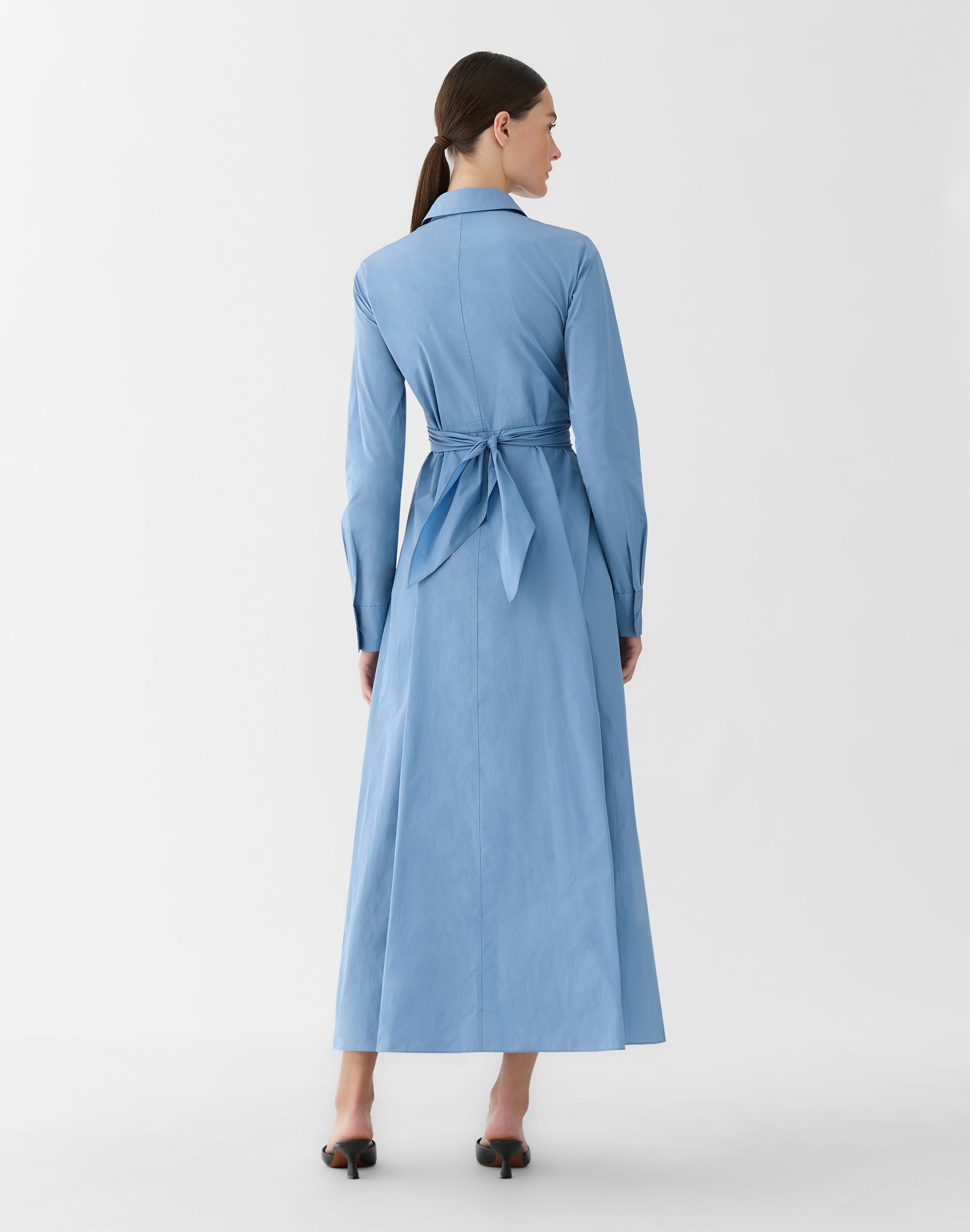 Petite Taffeta Maxi Wrap Shirtdress