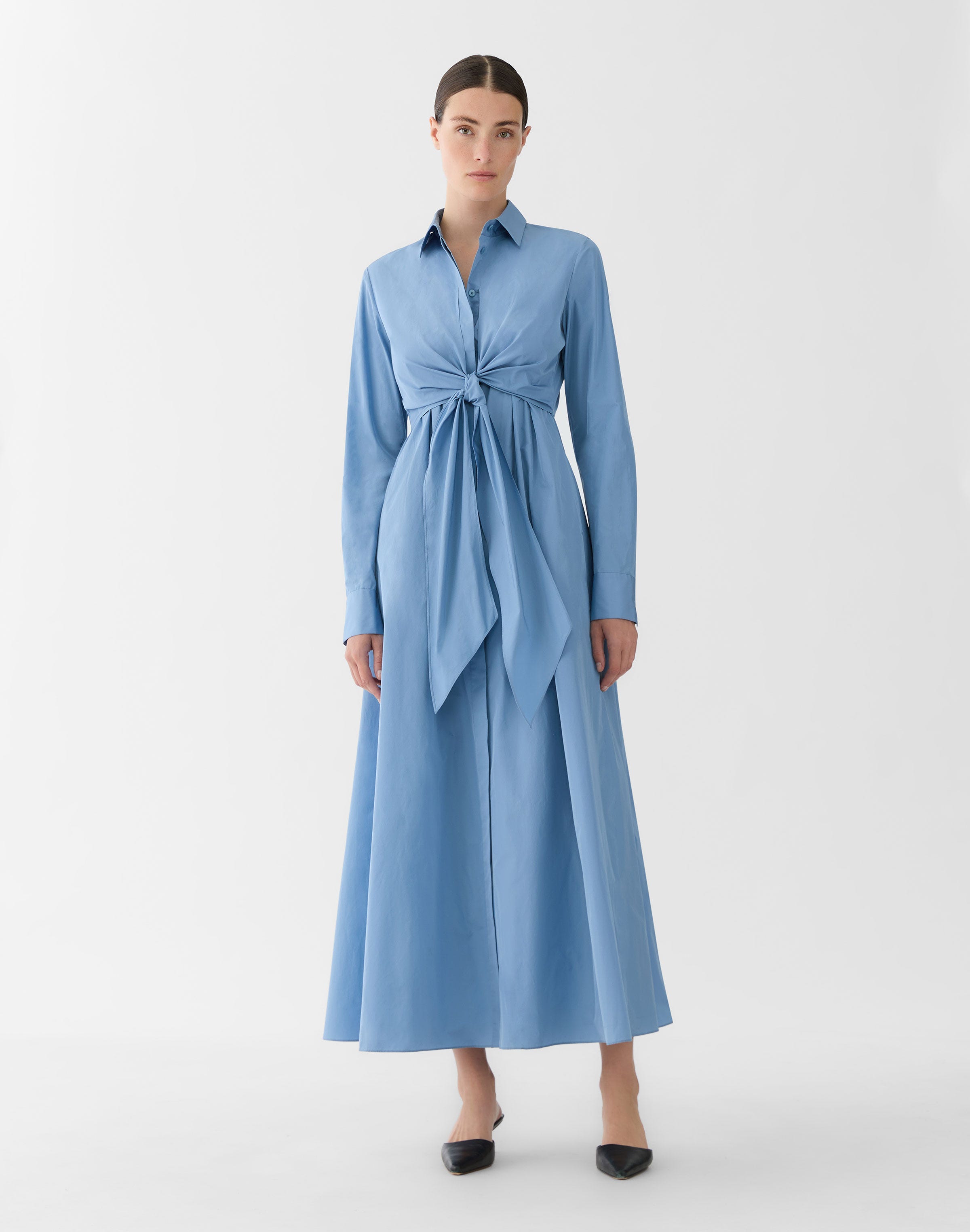 Petite Taffeta Maxi Wrap Shirtdress