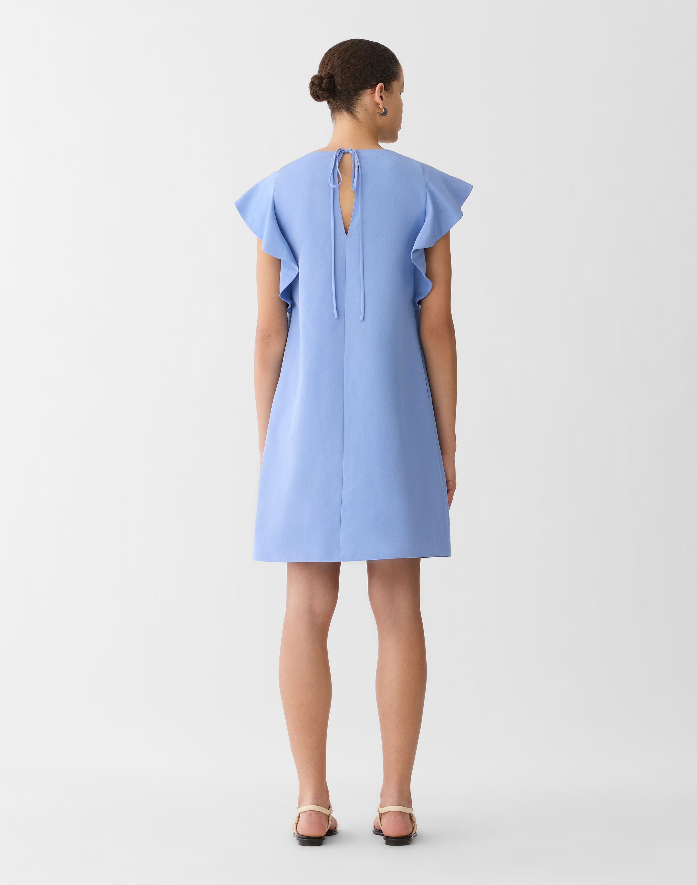 Plus-Size Silk-Linen Flutter Sleeve Dress