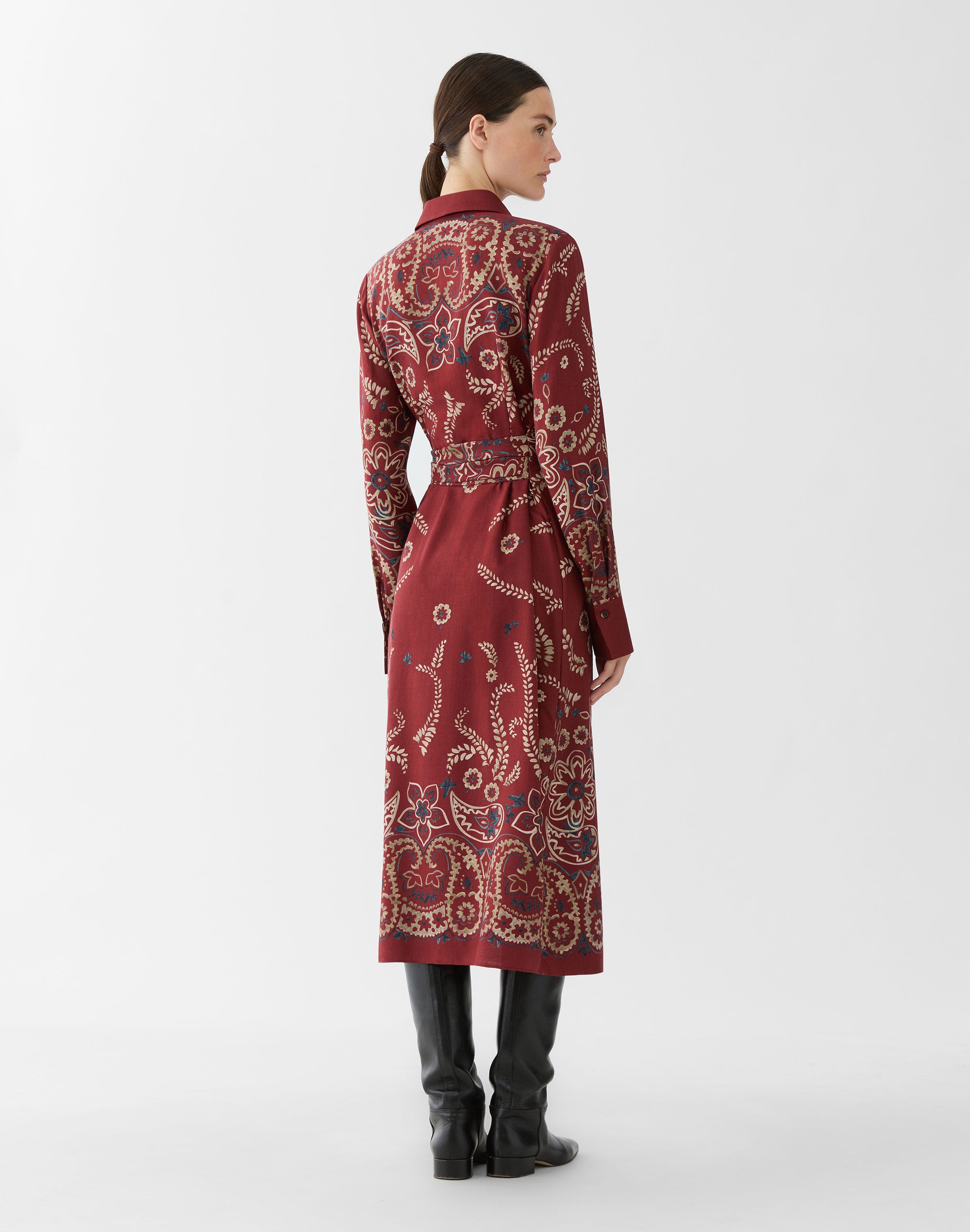 Bandana Print Wool-Silk Wrap Dress