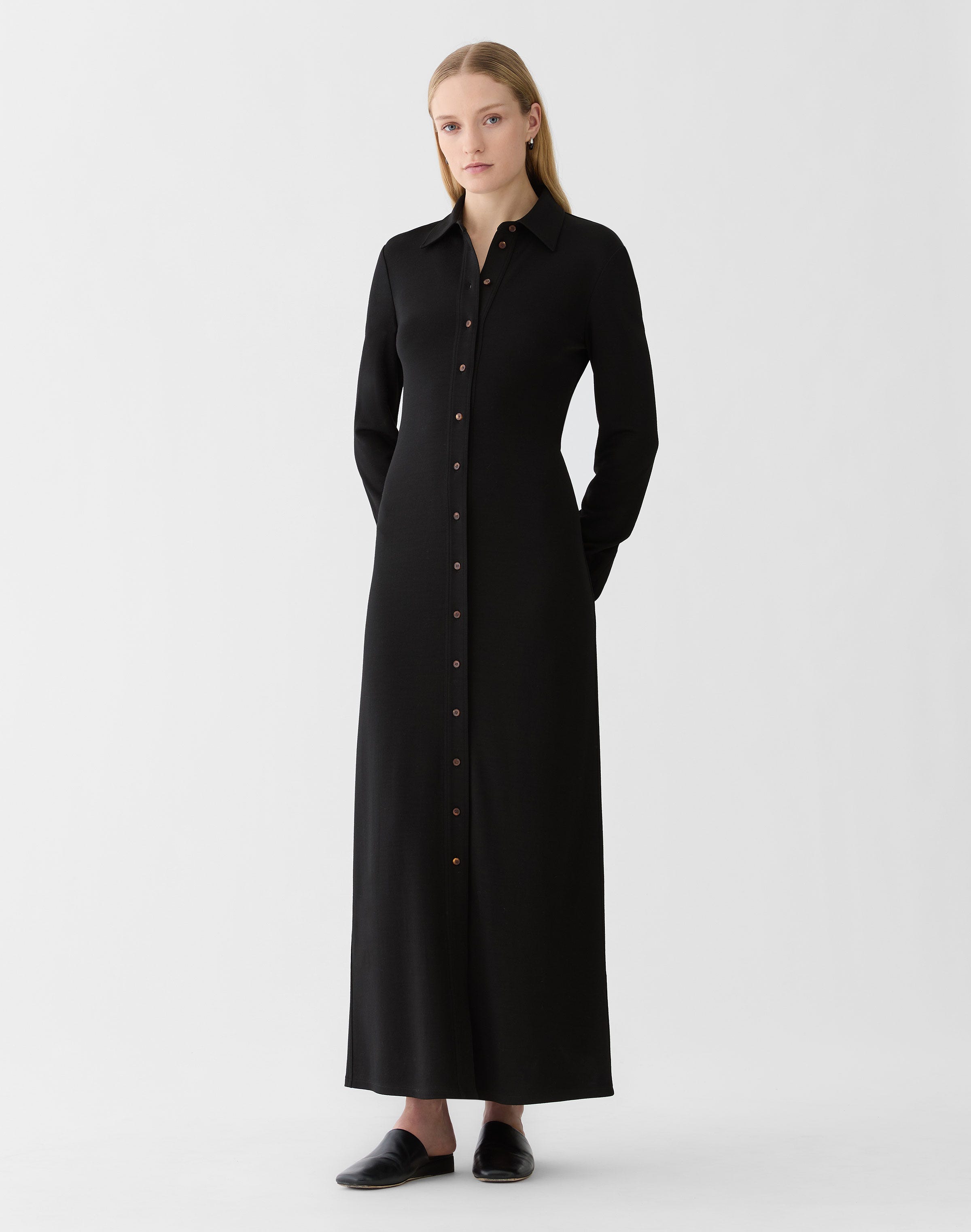 Double Knit Maxi Shirtdress