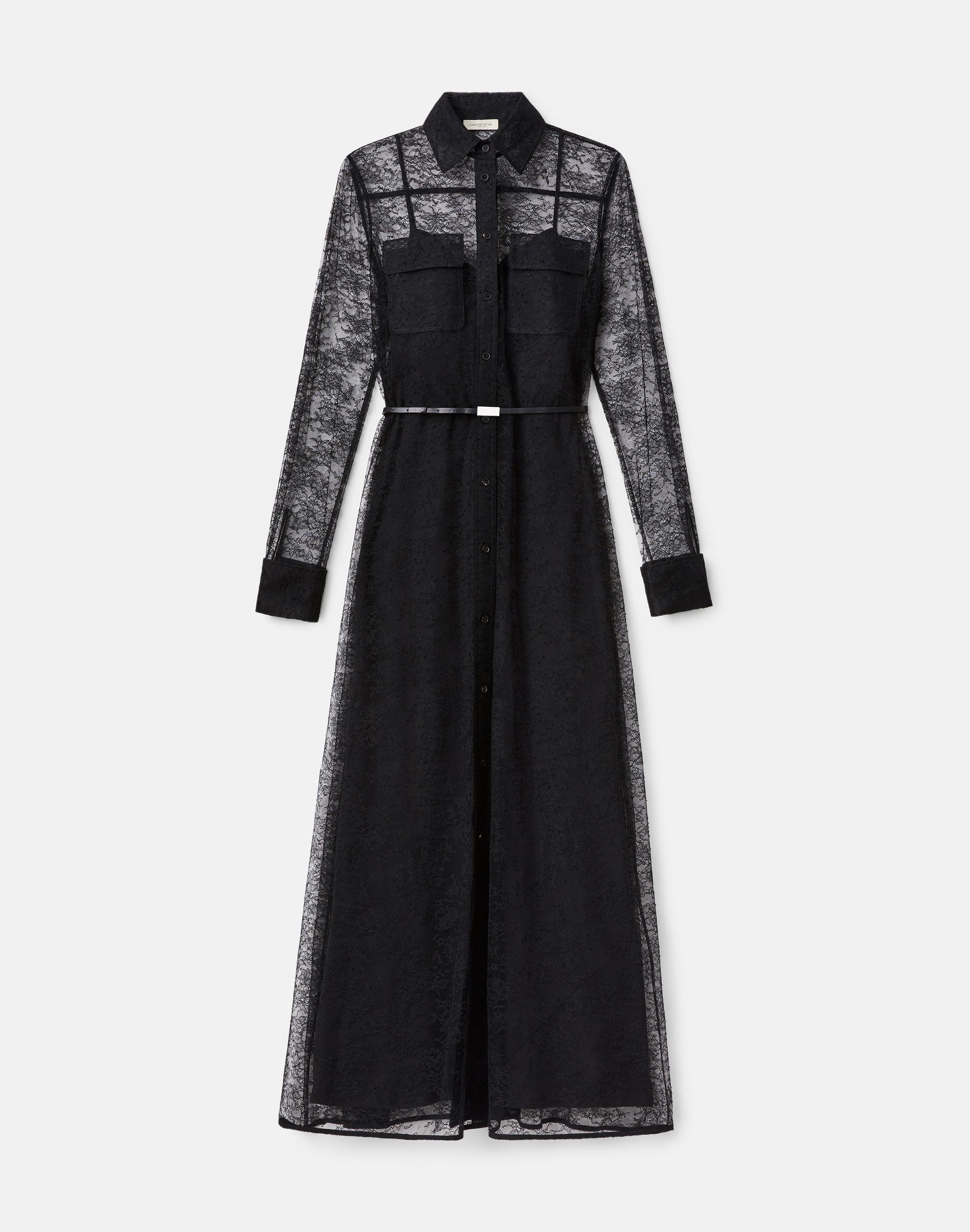 Chantilly Lace Belted Shirtdress