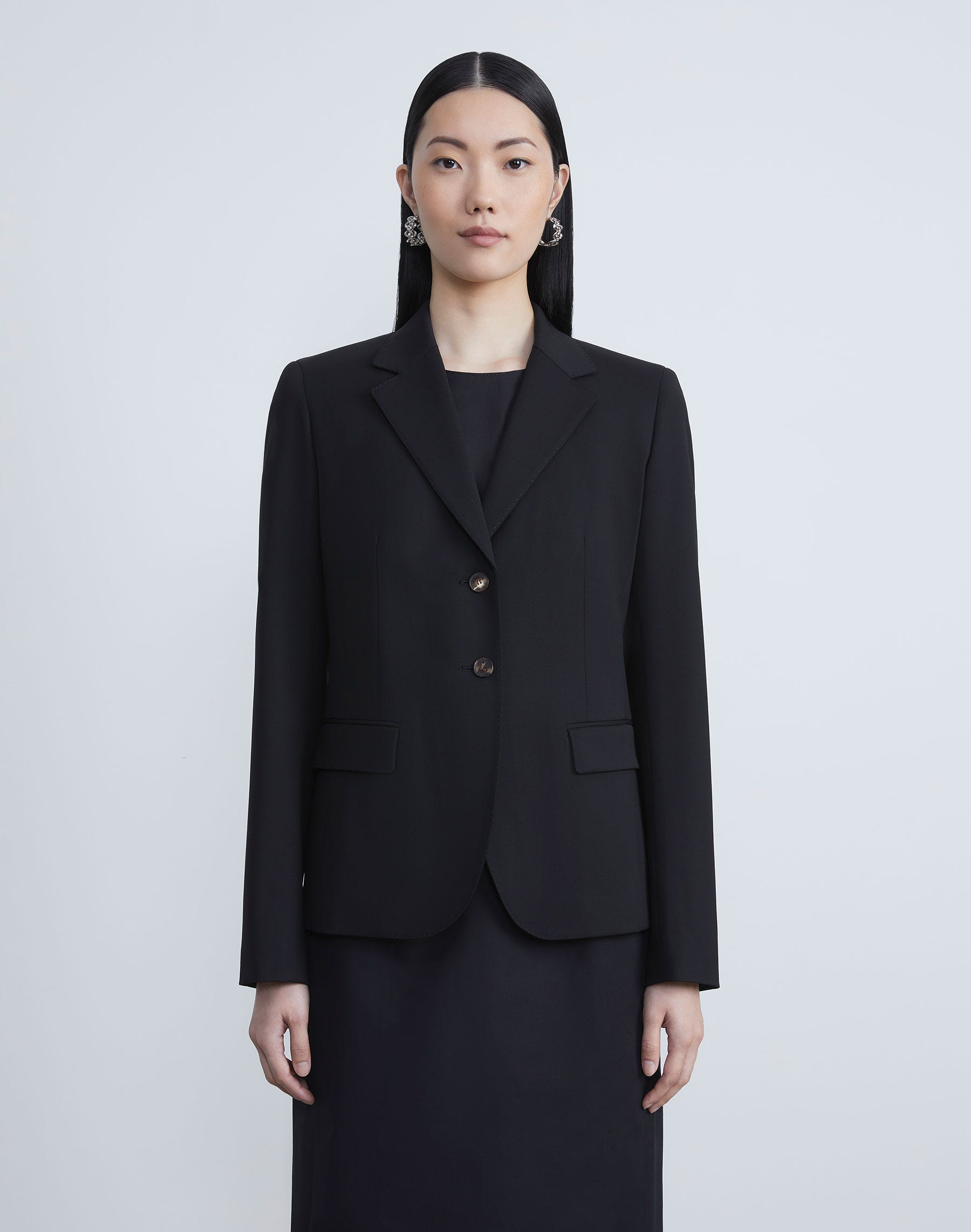 Petite Stretch Wool Two-Button Blazer
