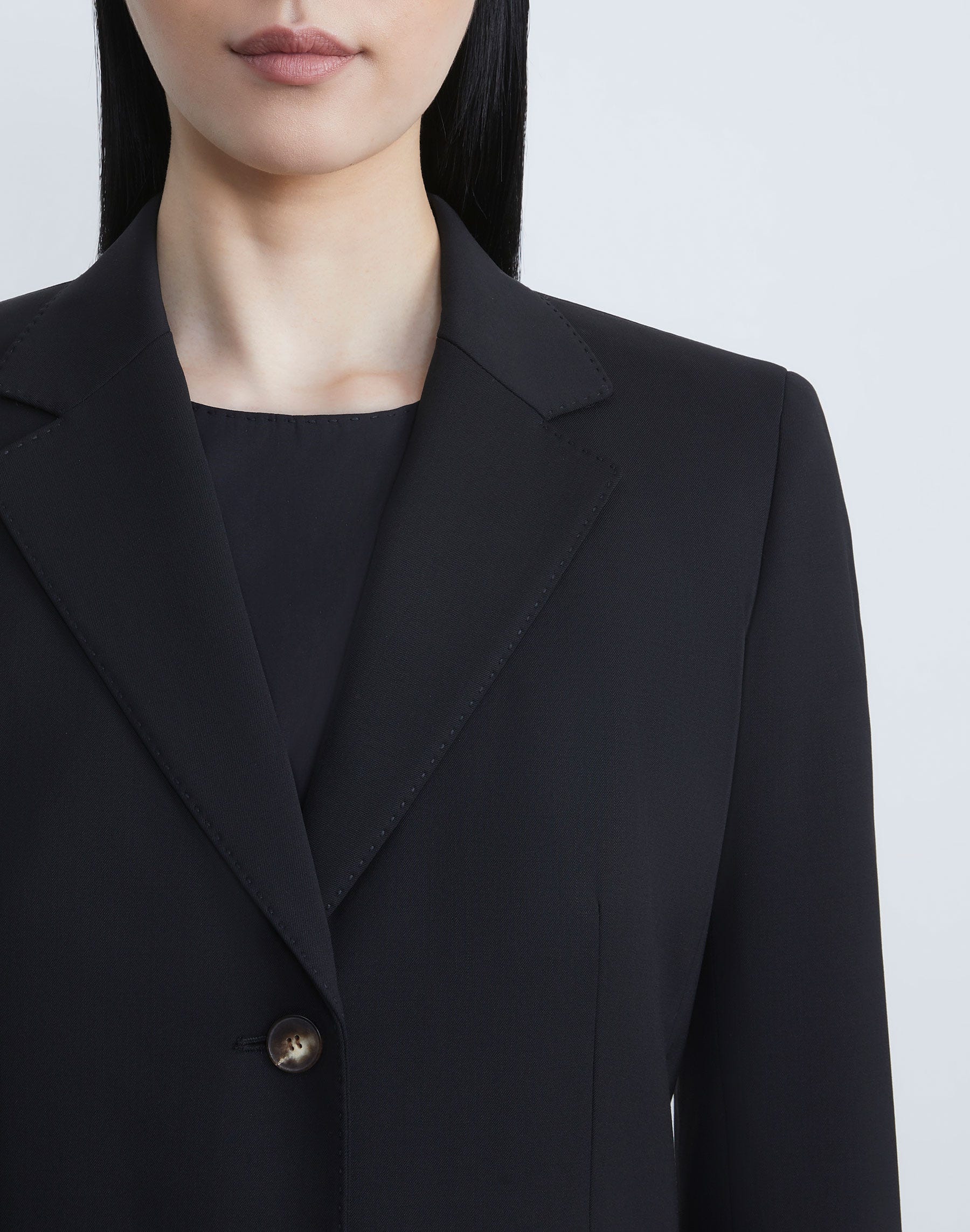 Petite Stretch Wool Two-Button Blazer