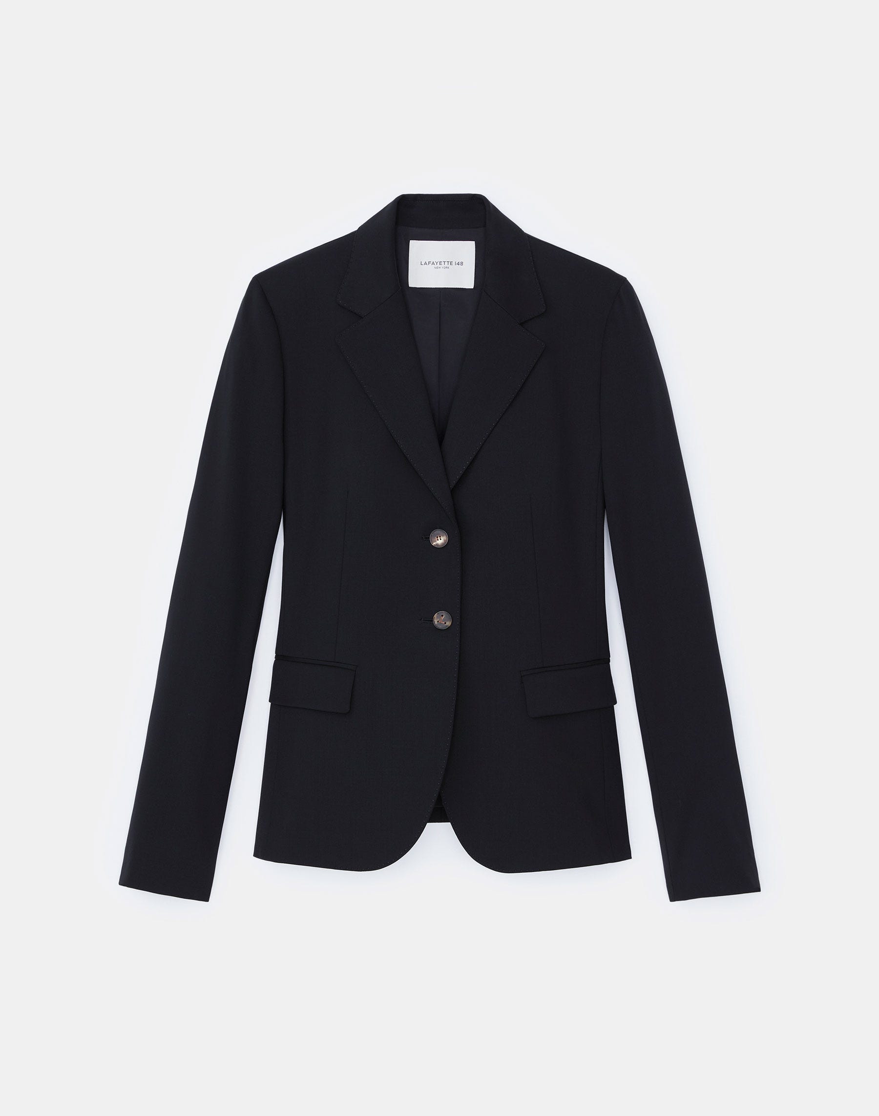 Petite Stretch Wool Two-Button Blazer
