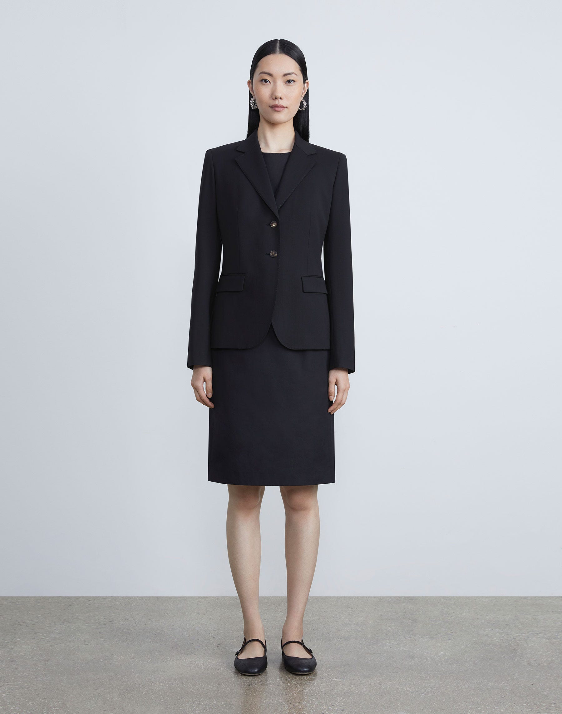 Petite Stretch Wool Two-Button Blazer