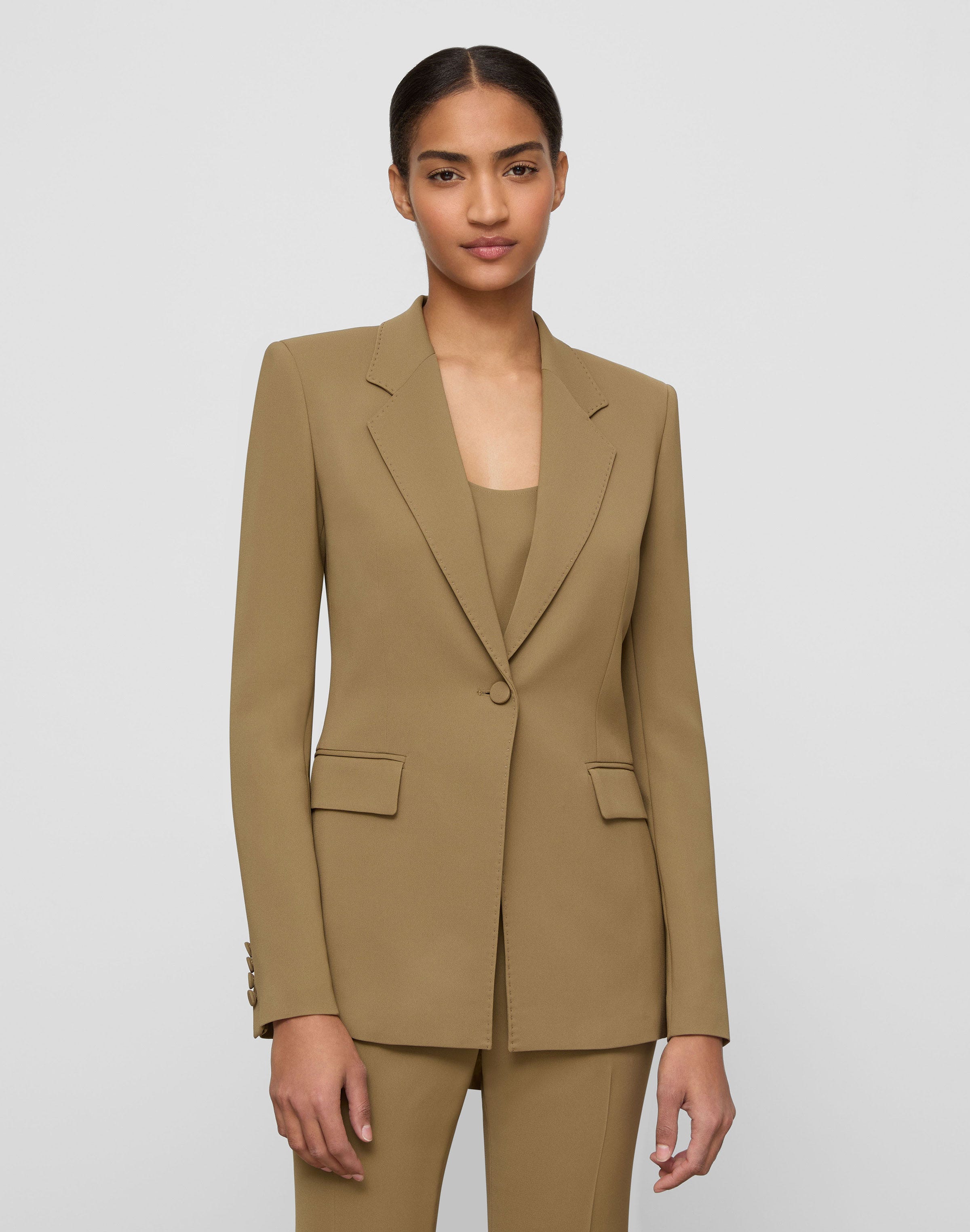 Plus-Size Responsible Finesse Crepe Single Button Blazer