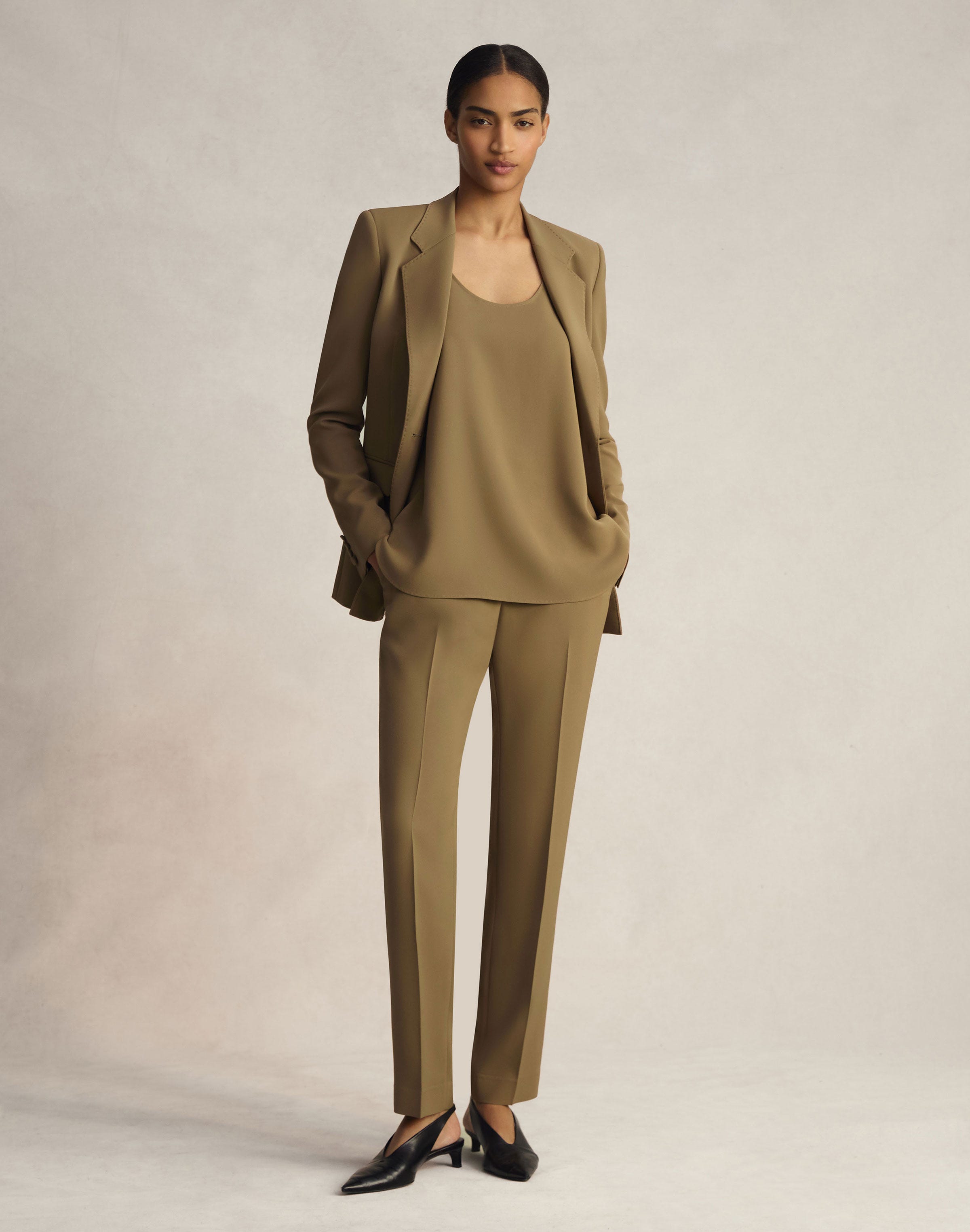 Plus-Size Responsible Finesse Crepe Single Button Blazer