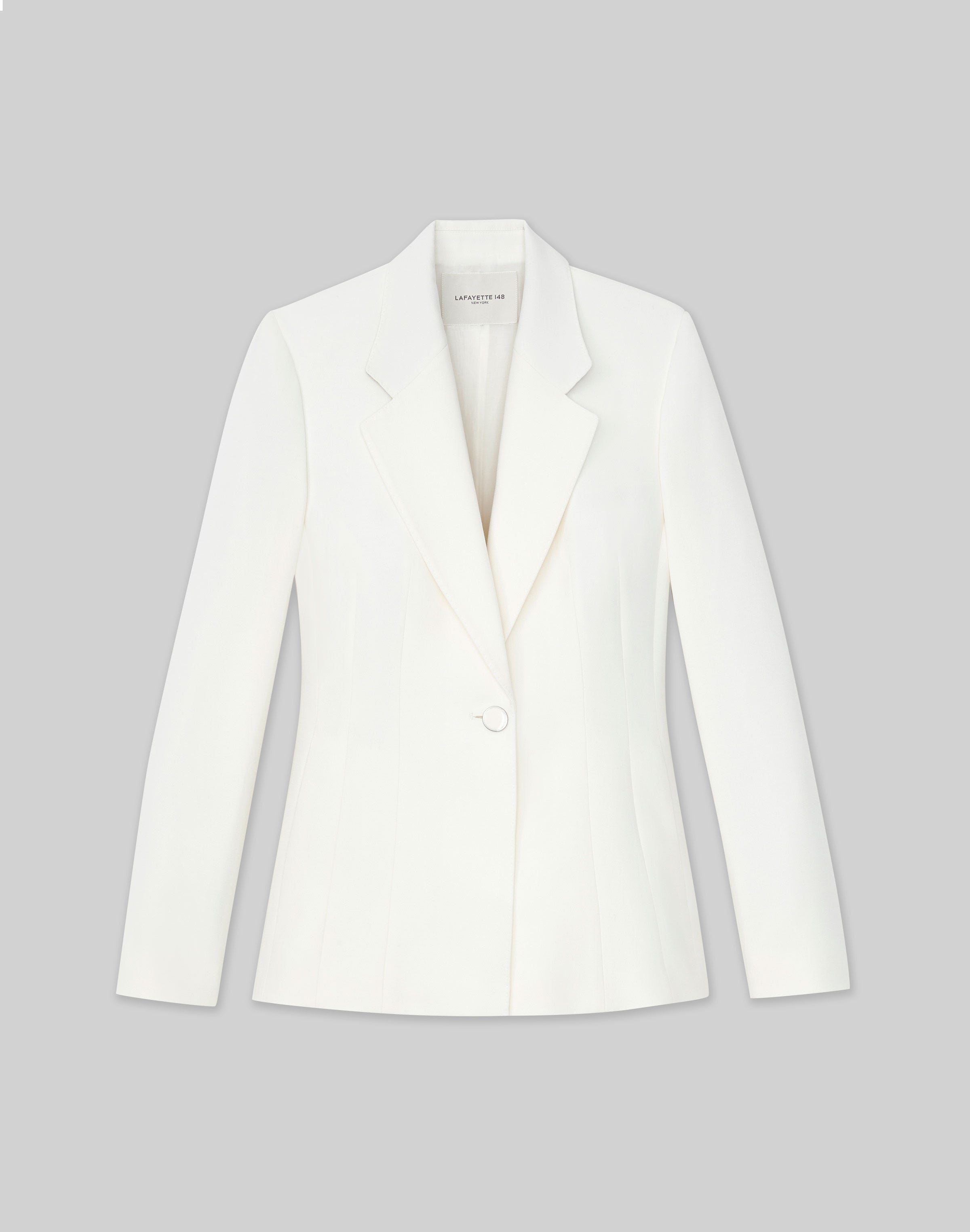 Petite Wool-Silk Crepe Single Button Blazer