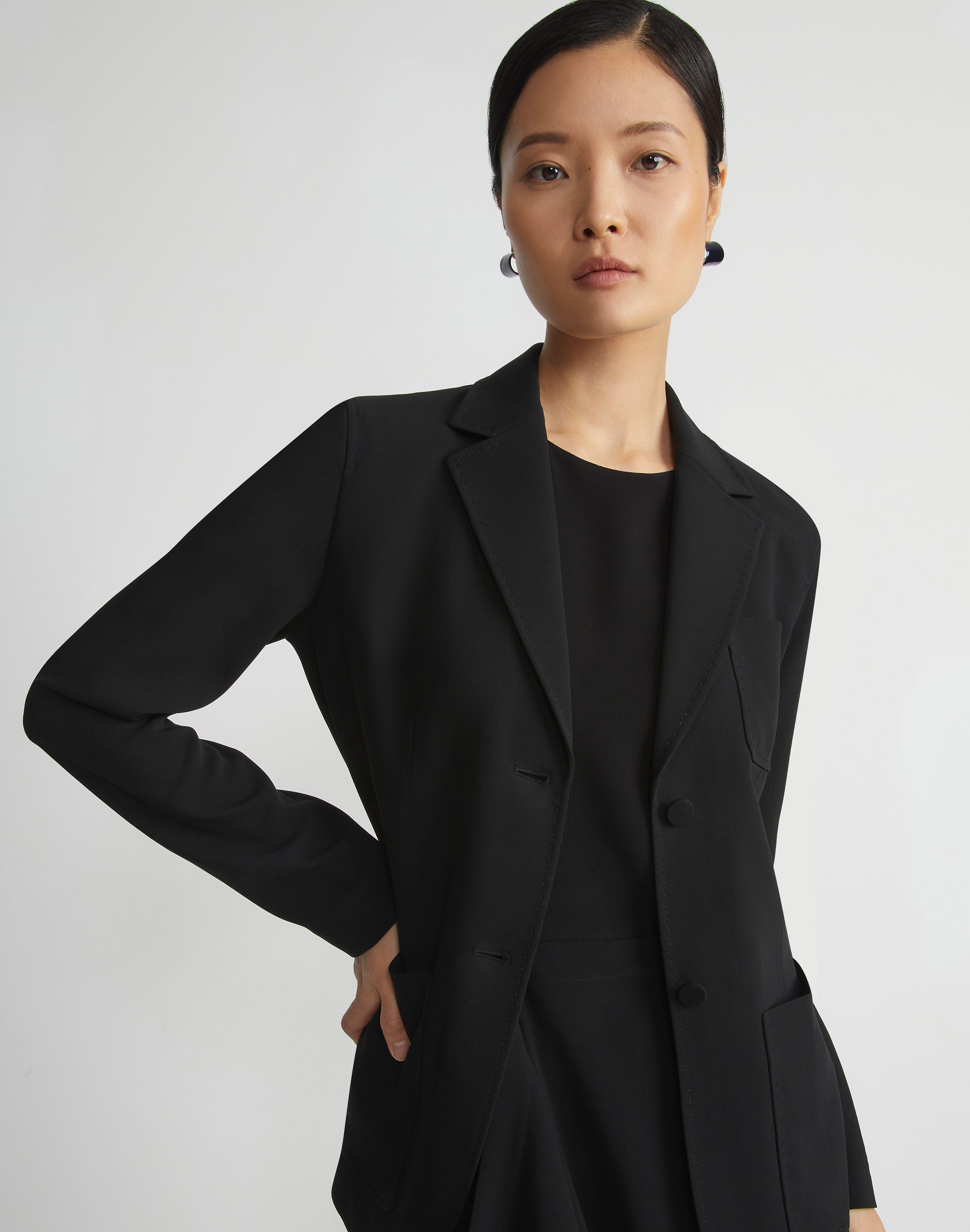 Plus-Size Finesse Crepe Three Pocket Blazer