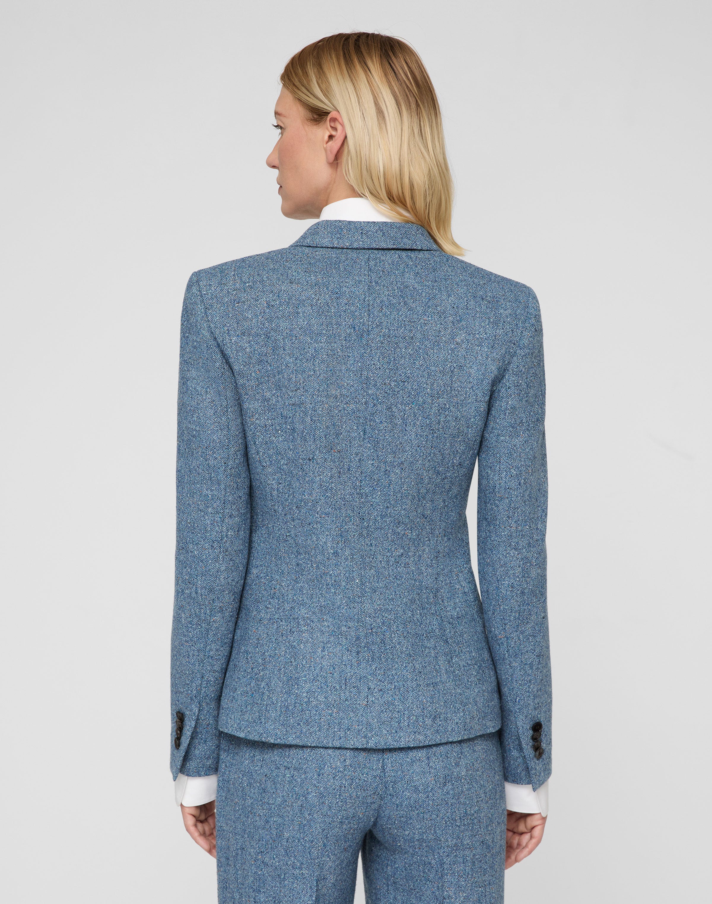 Petite Donegal Tweed Button Fitted Blazer