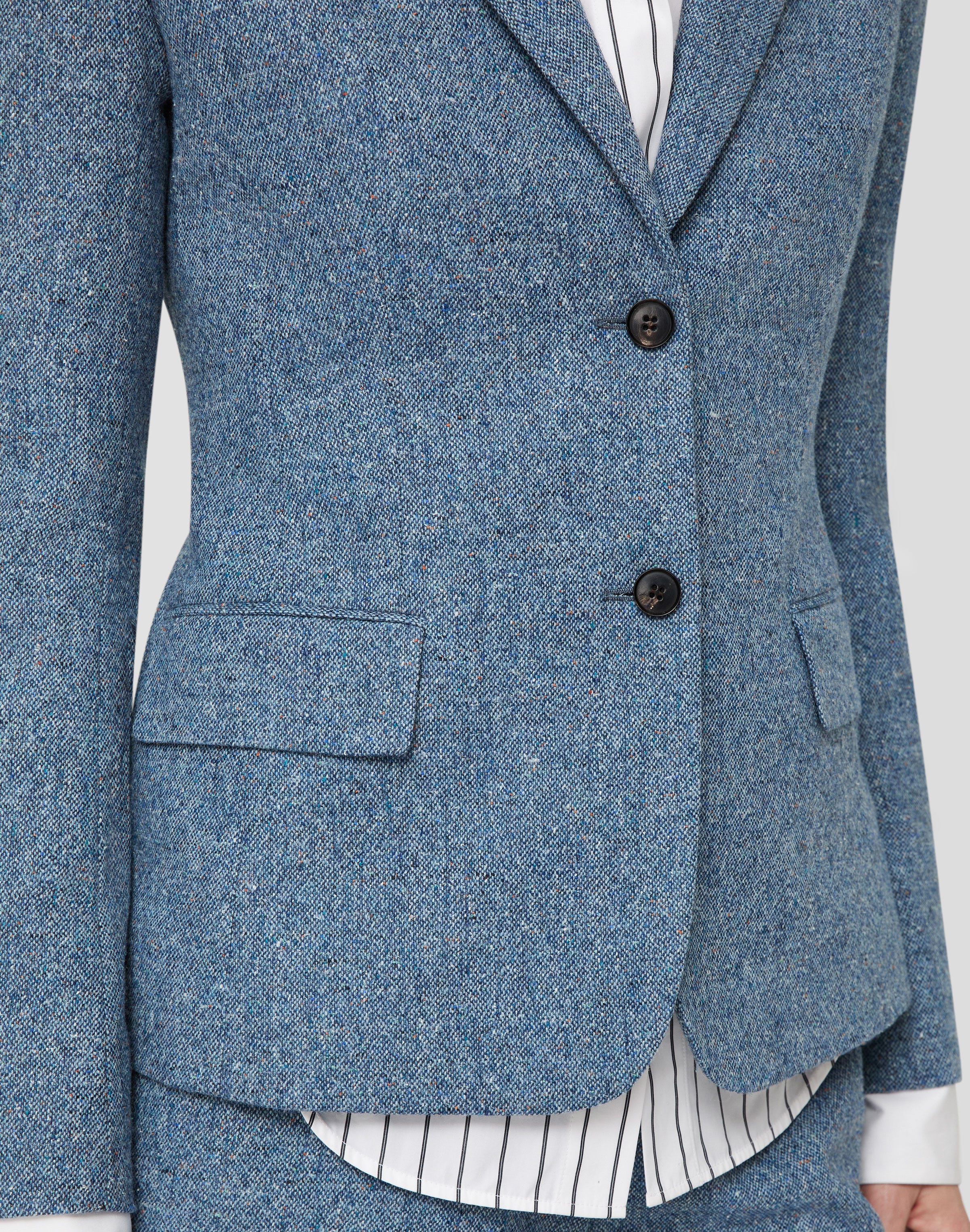 Petite Donegal Tweed Button Fitted Blazer