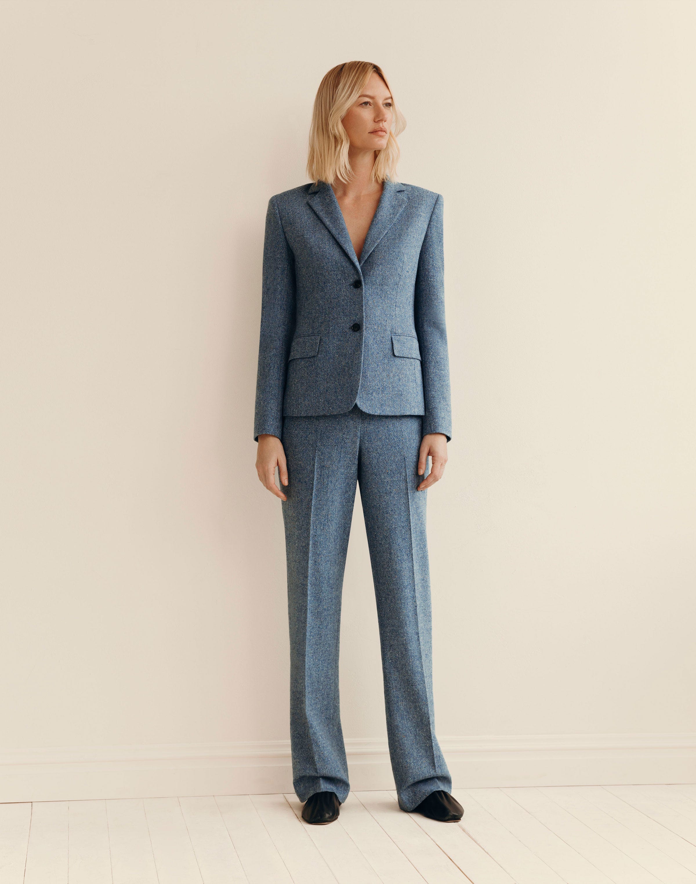 Petite Donegal Tweed Button Fitted Blazer