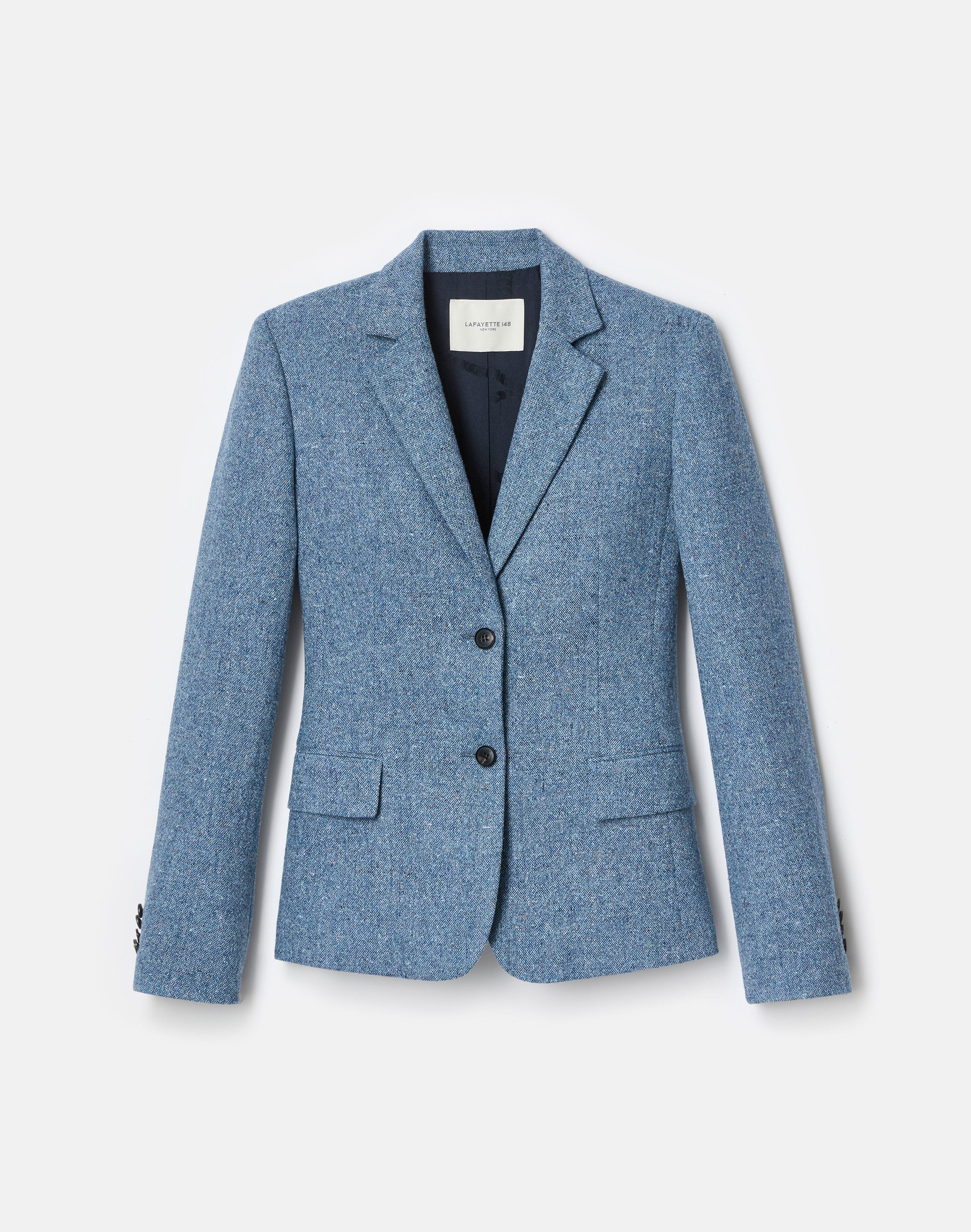 Petite Donegal Tweed Button Fitted Blazer