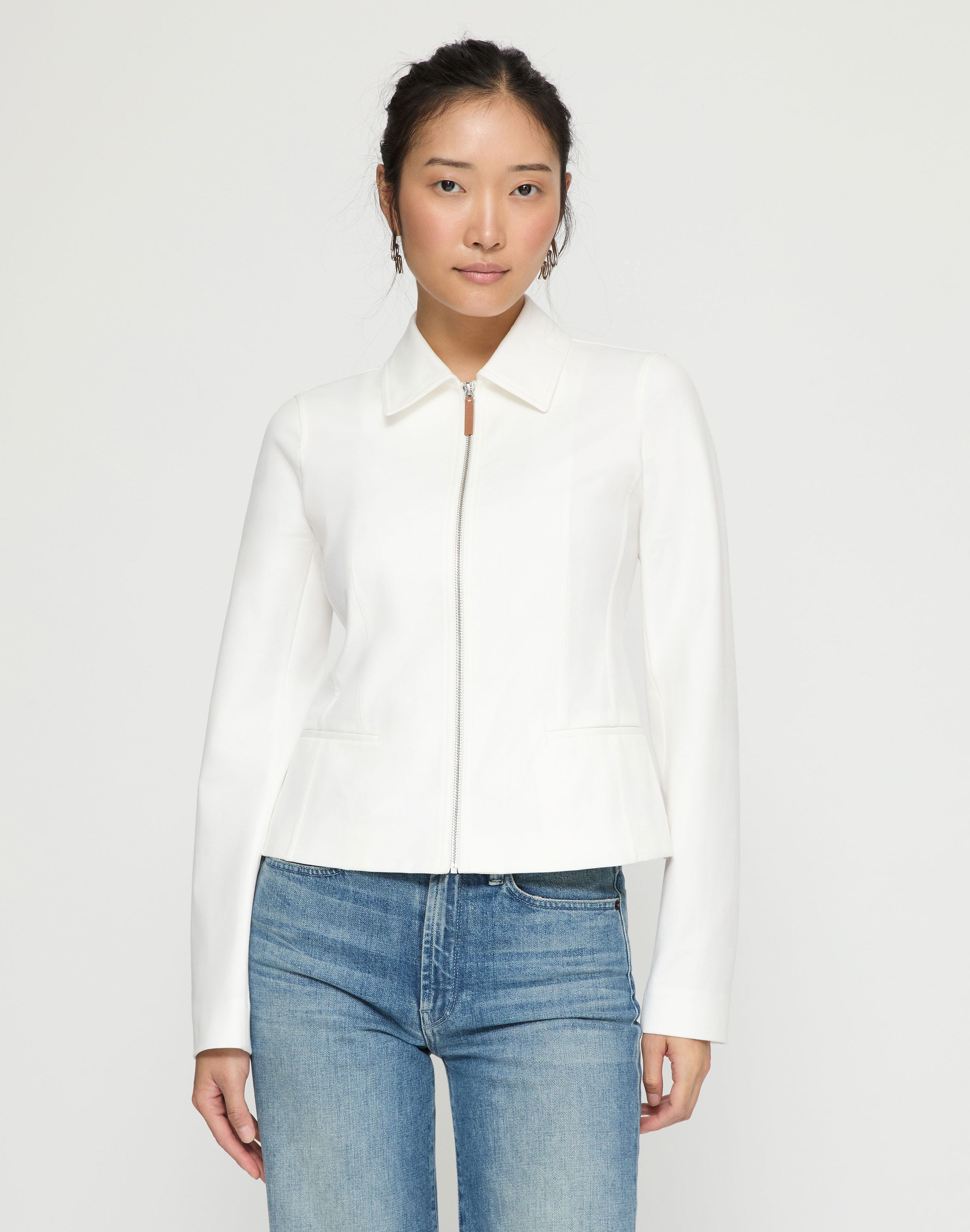 Petite Techno Stretch Twill Zip Tailored Jacket