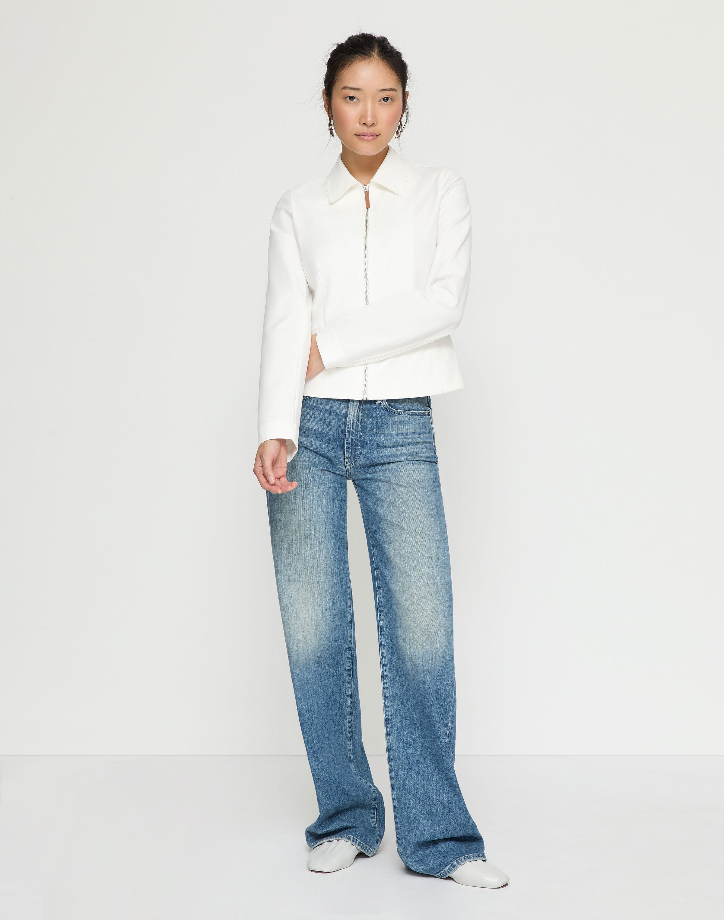Petite Techno Stretch Twill Zip Tailored Jacket