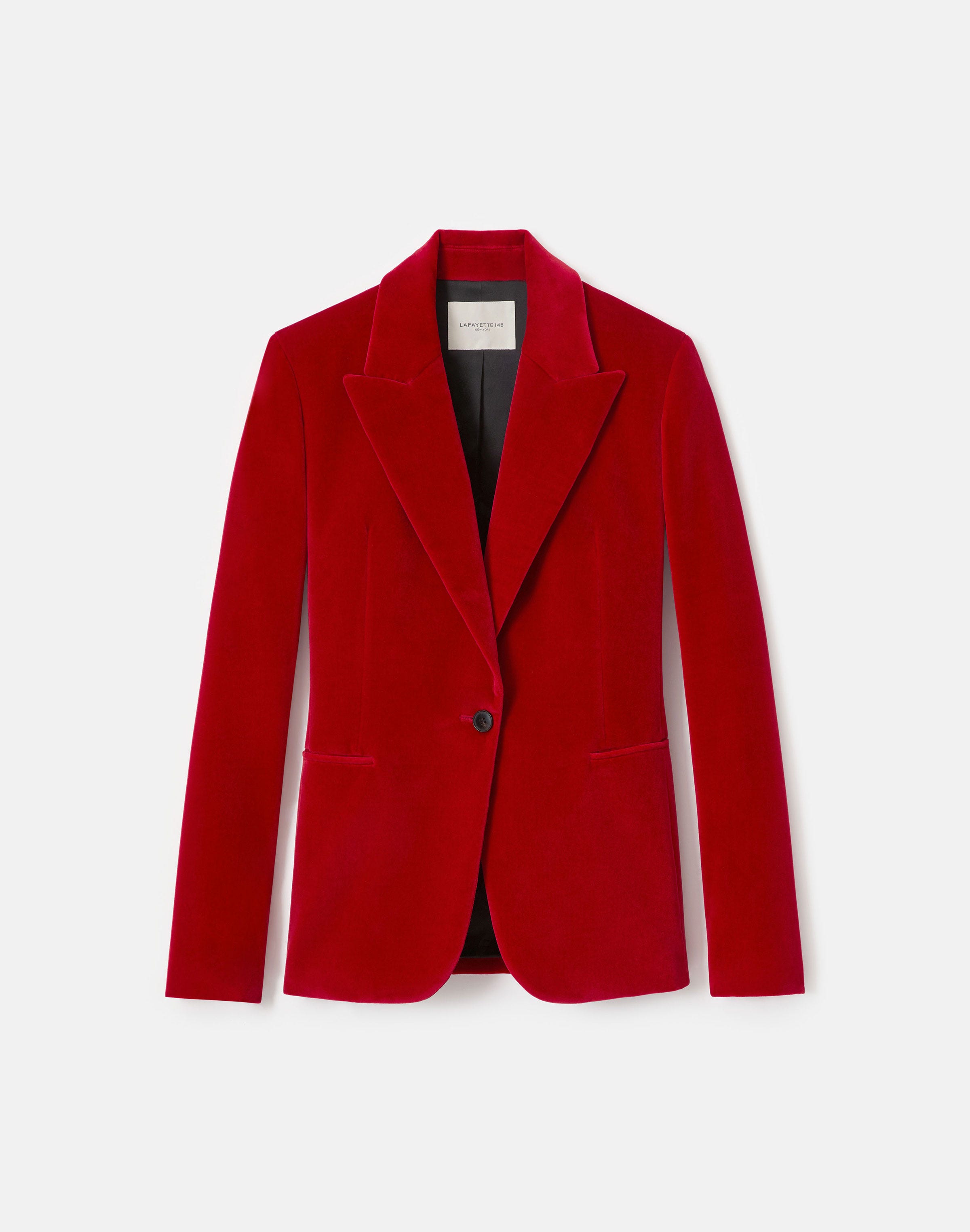 Petite Velvet Single Button Fitted Blazer