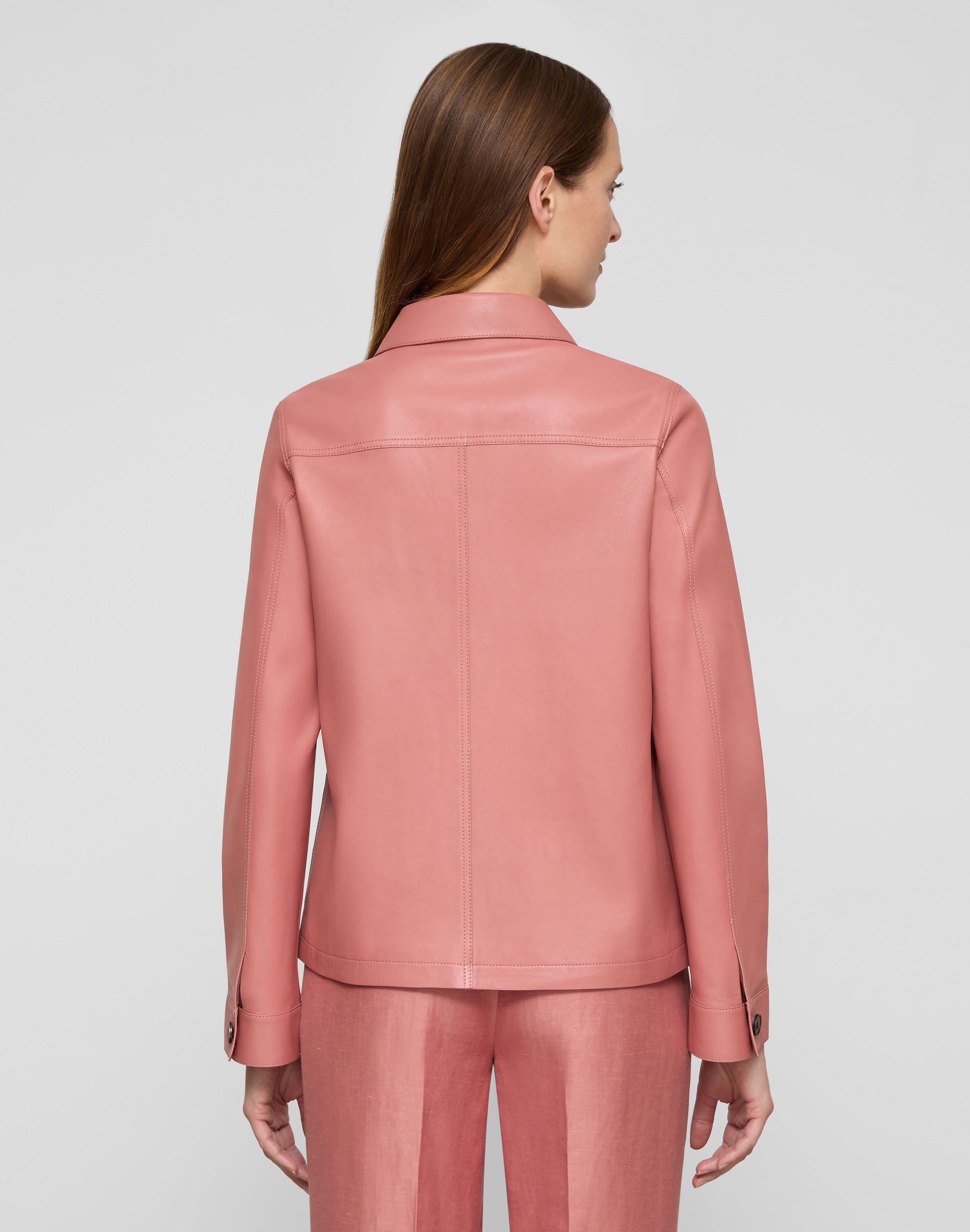 Petite Nappa Leather Patch Pocket Jacket