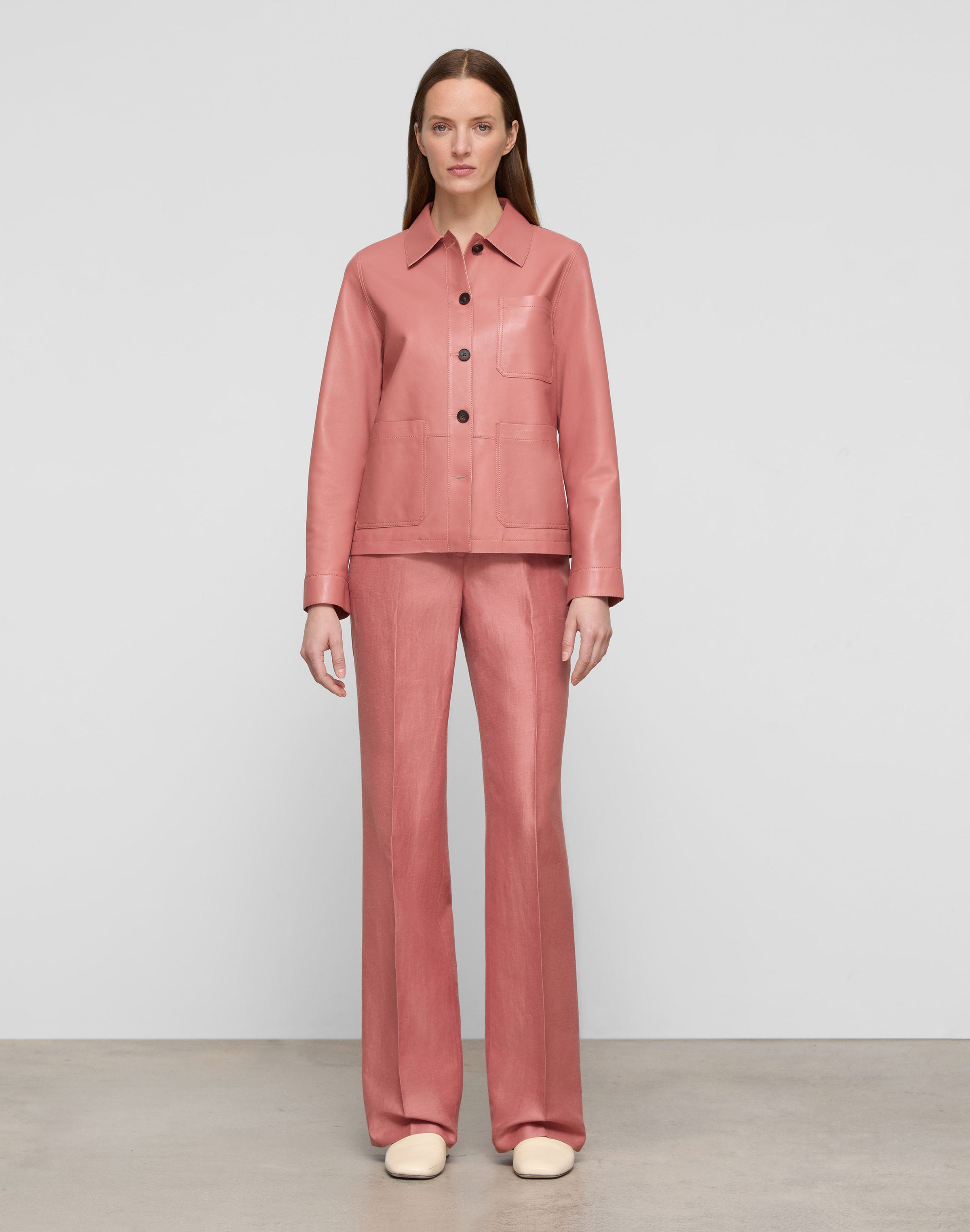 Petite Nappa Leather Patch Pocket Jacket