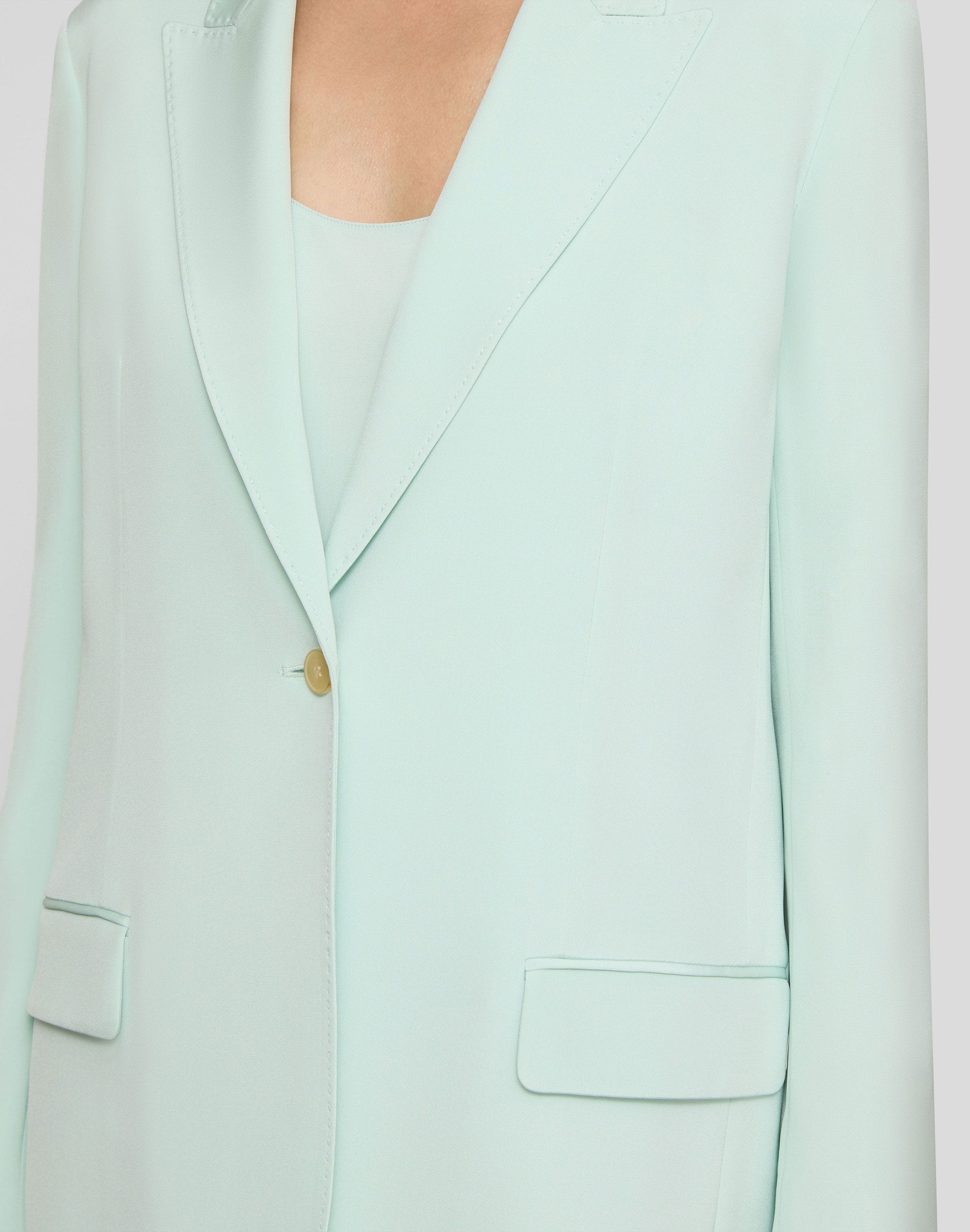 Plus-Size Organic Silk Stretch Crepe De Chine Peak Lapel Blazer