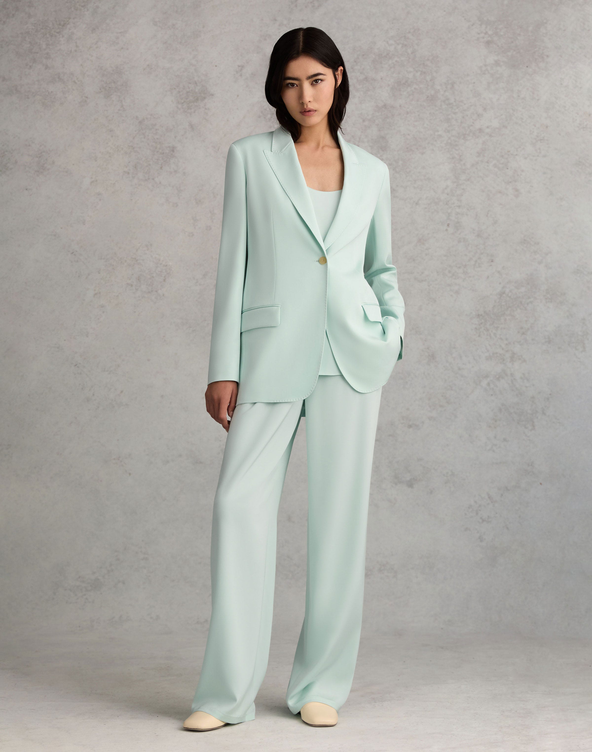 Plus-Size Organic Silk Stretch Crepe De Chine Peak Lapel Blazer