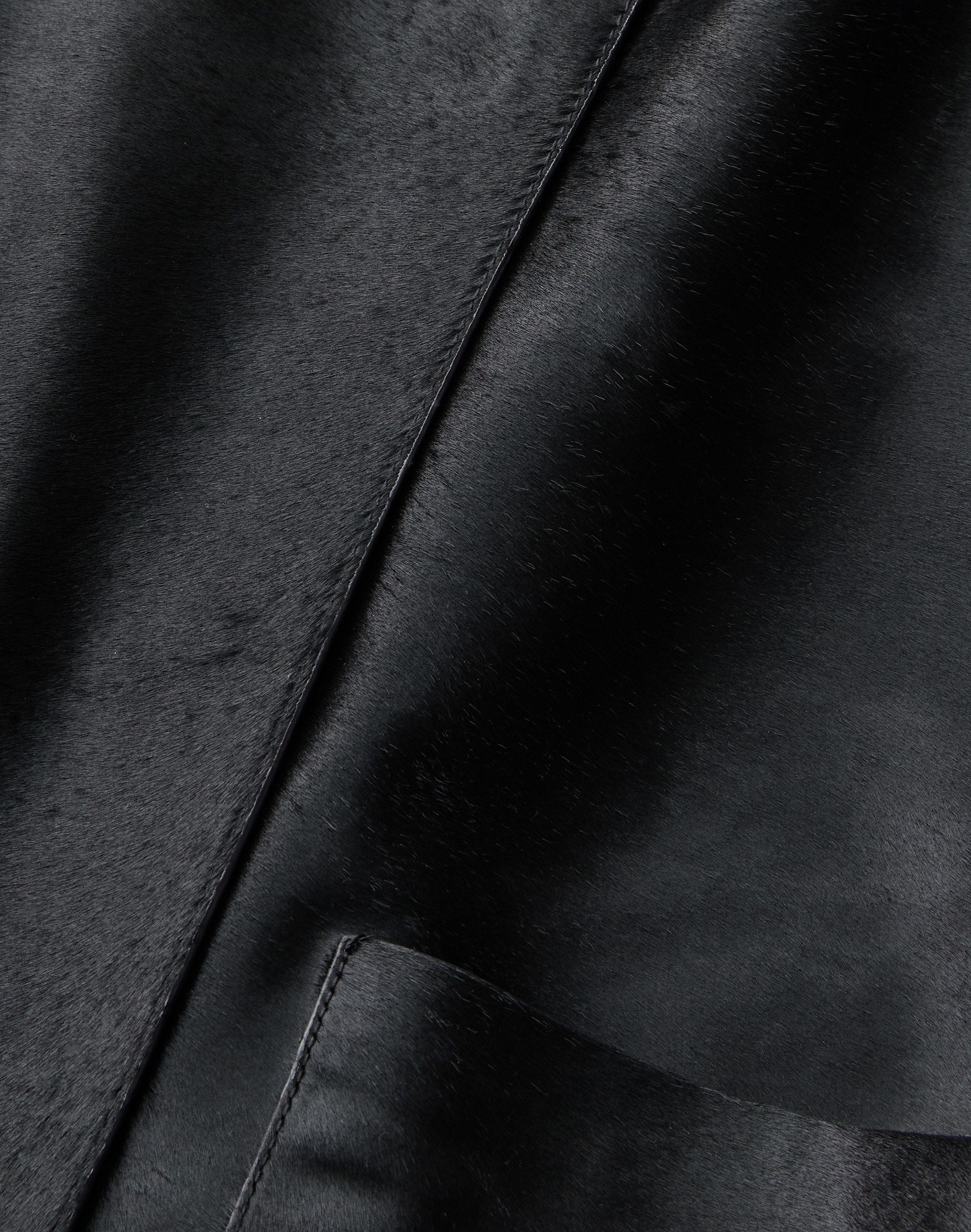 Calf Hair Patch Pocket Collarless Jacket
