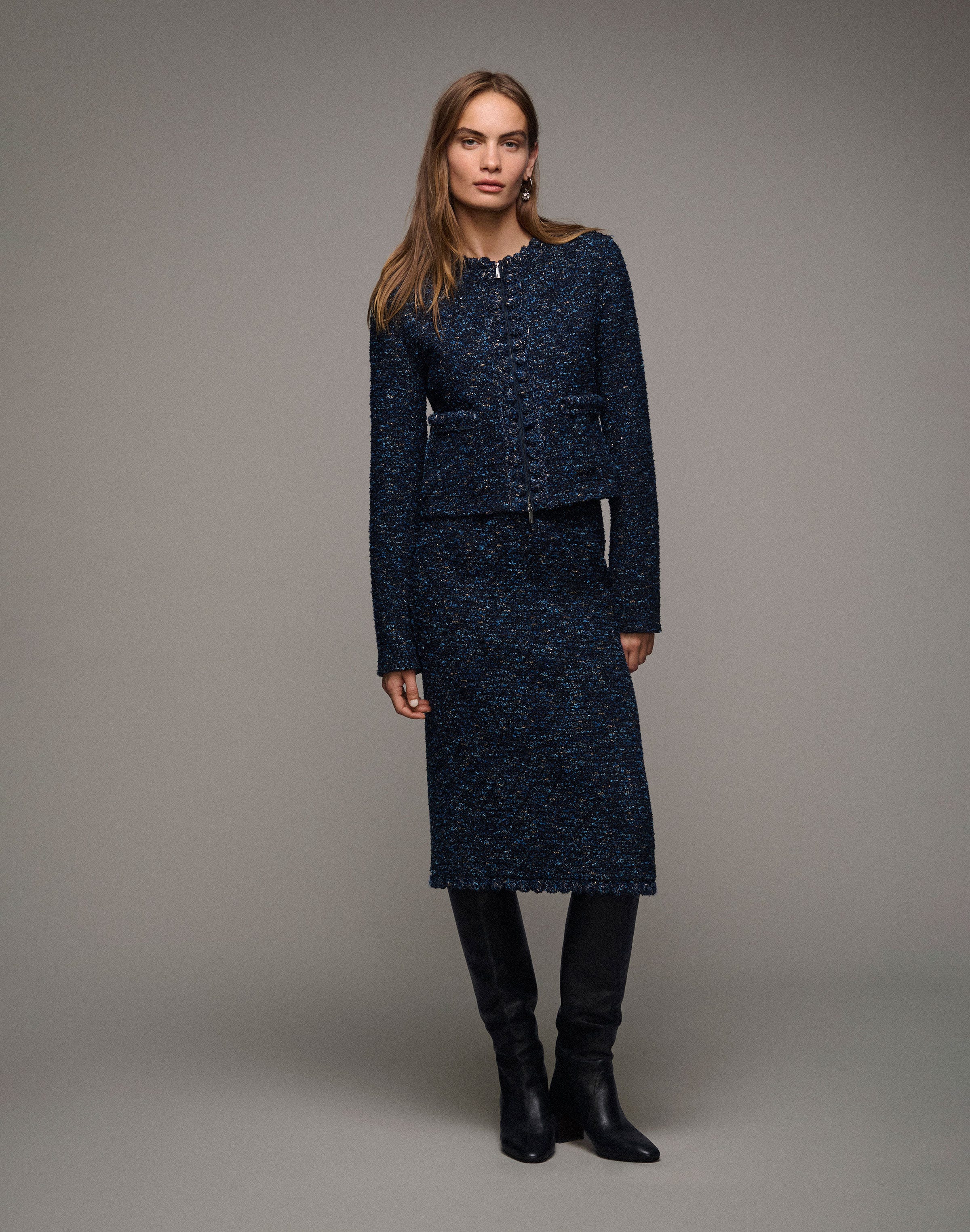 Cosmos Bouclé Tweed Crochet Trim Jacket