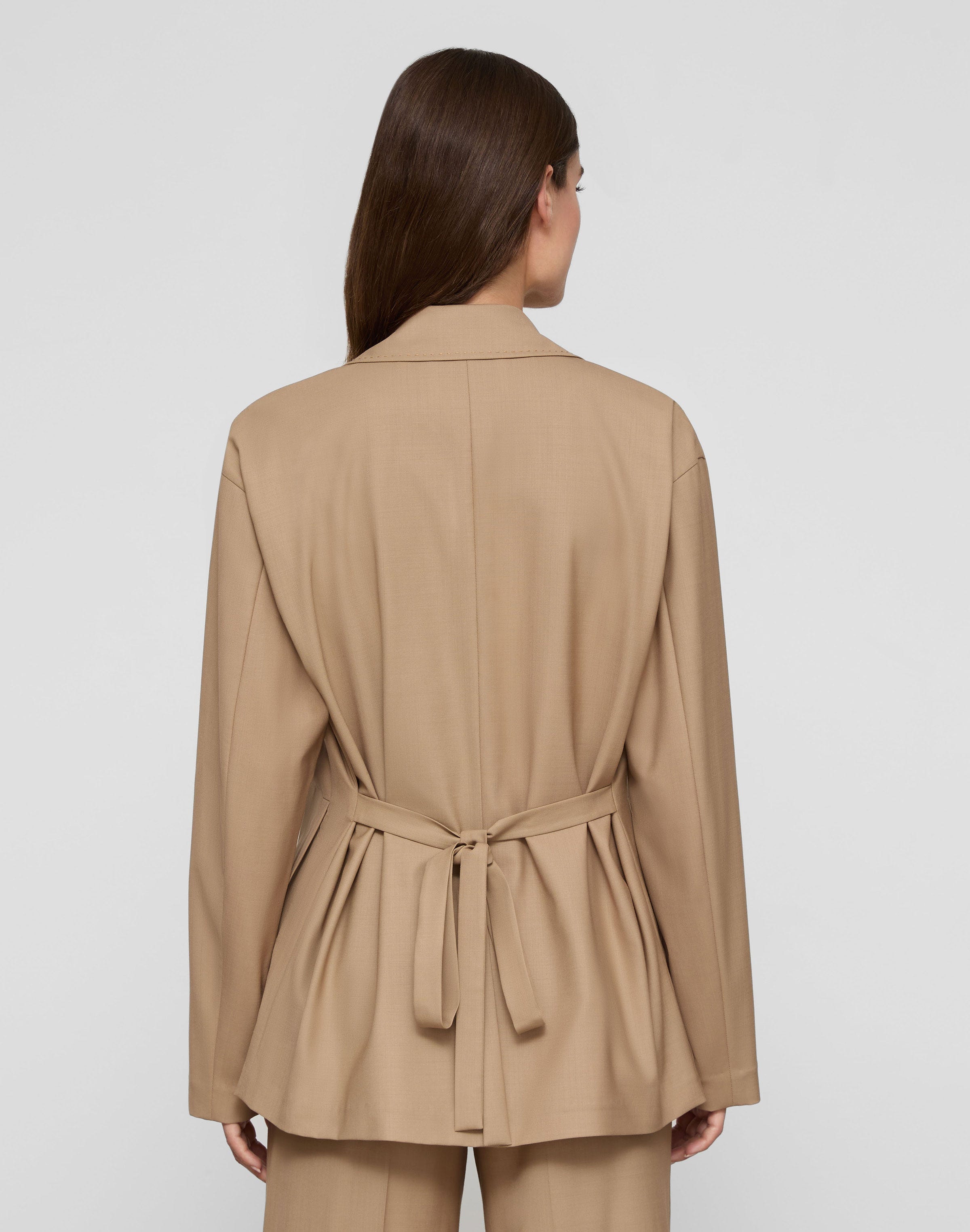 Plus-Size Tropical Wool Tie Back Jacket