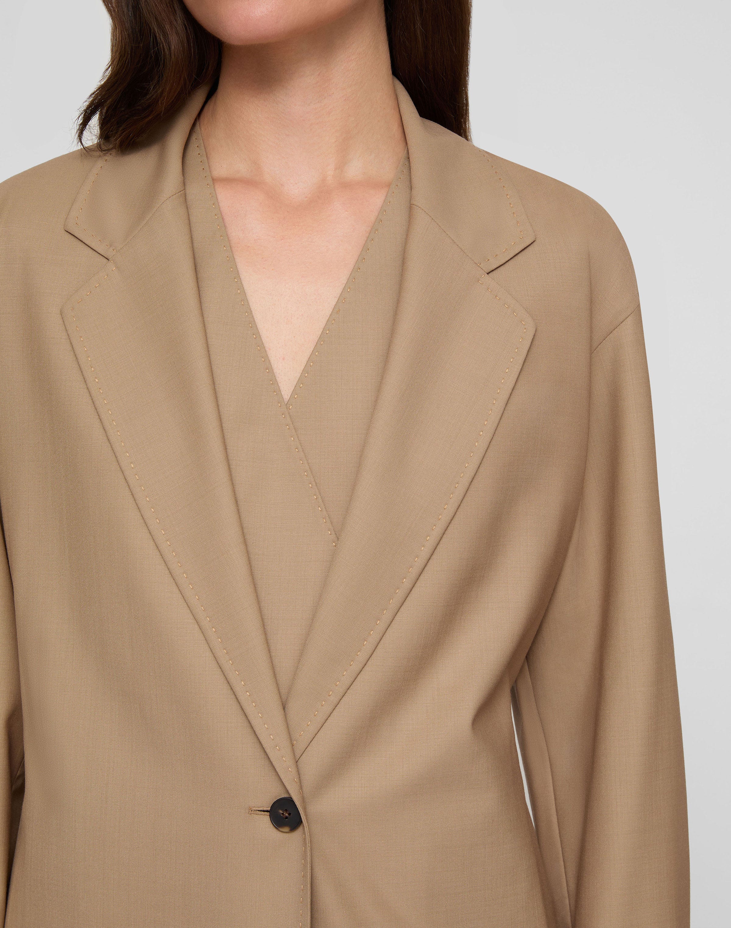 Plus-Size Tropical Wool Tie Back Jacket