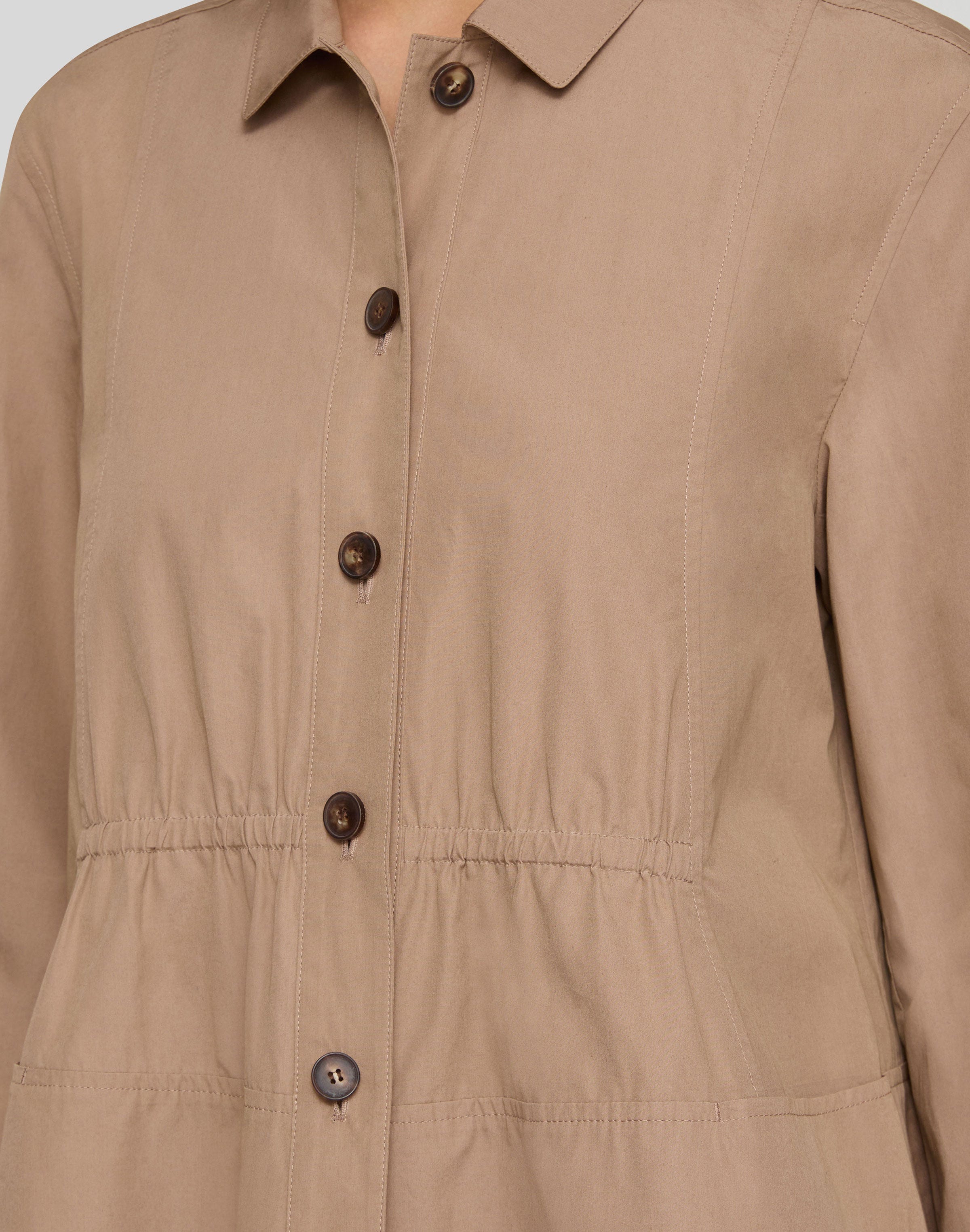 Petite Organic Cotton Poplin Gathered Waist Shirt Jacket