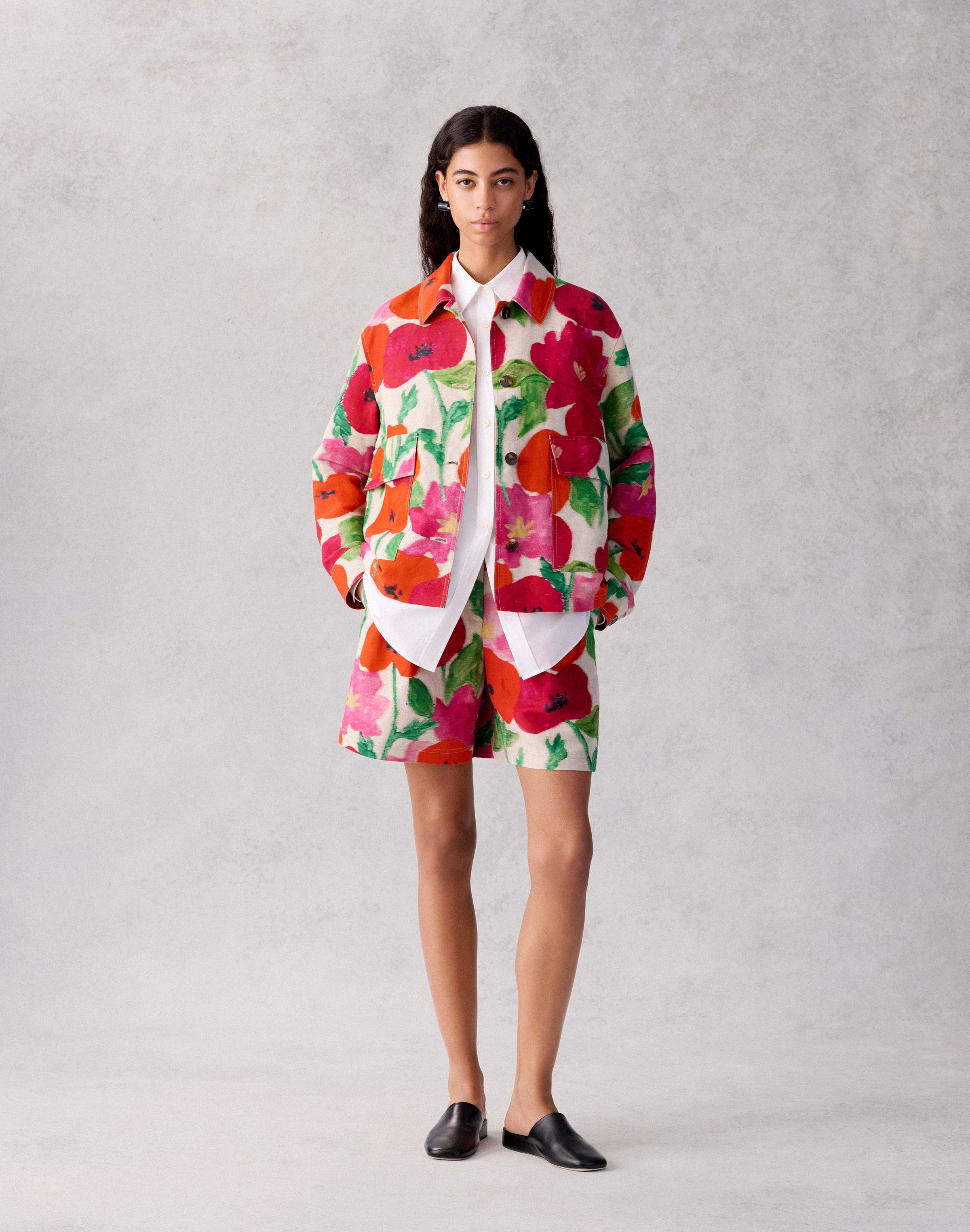Blossom Print Linen-Cotton Canvas Jacket