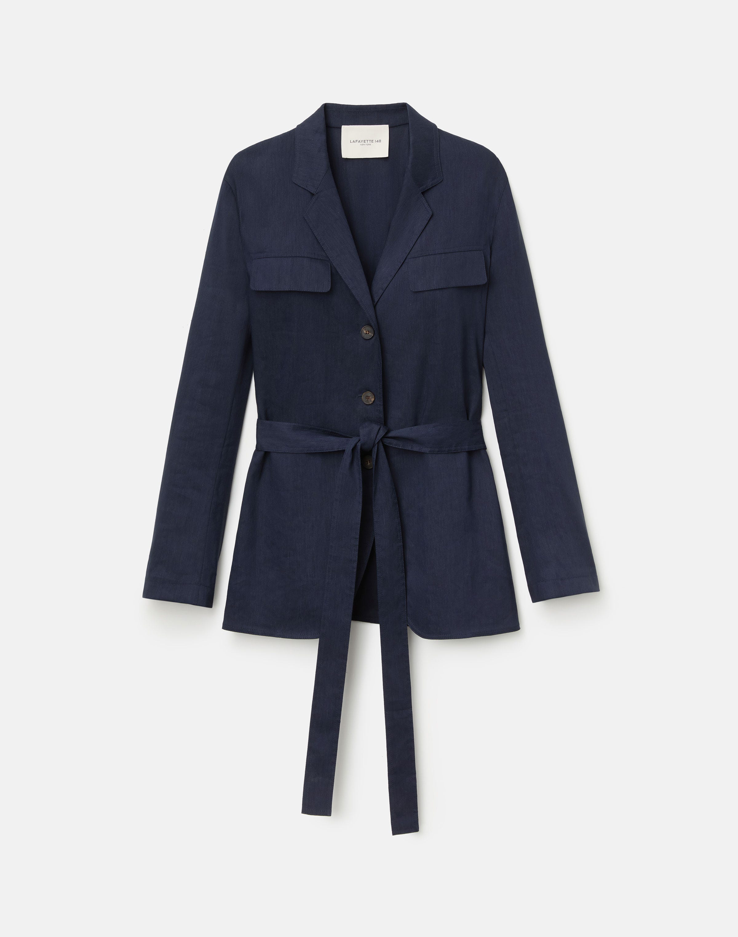 Linen-Viscose Tie Waist Jacket 