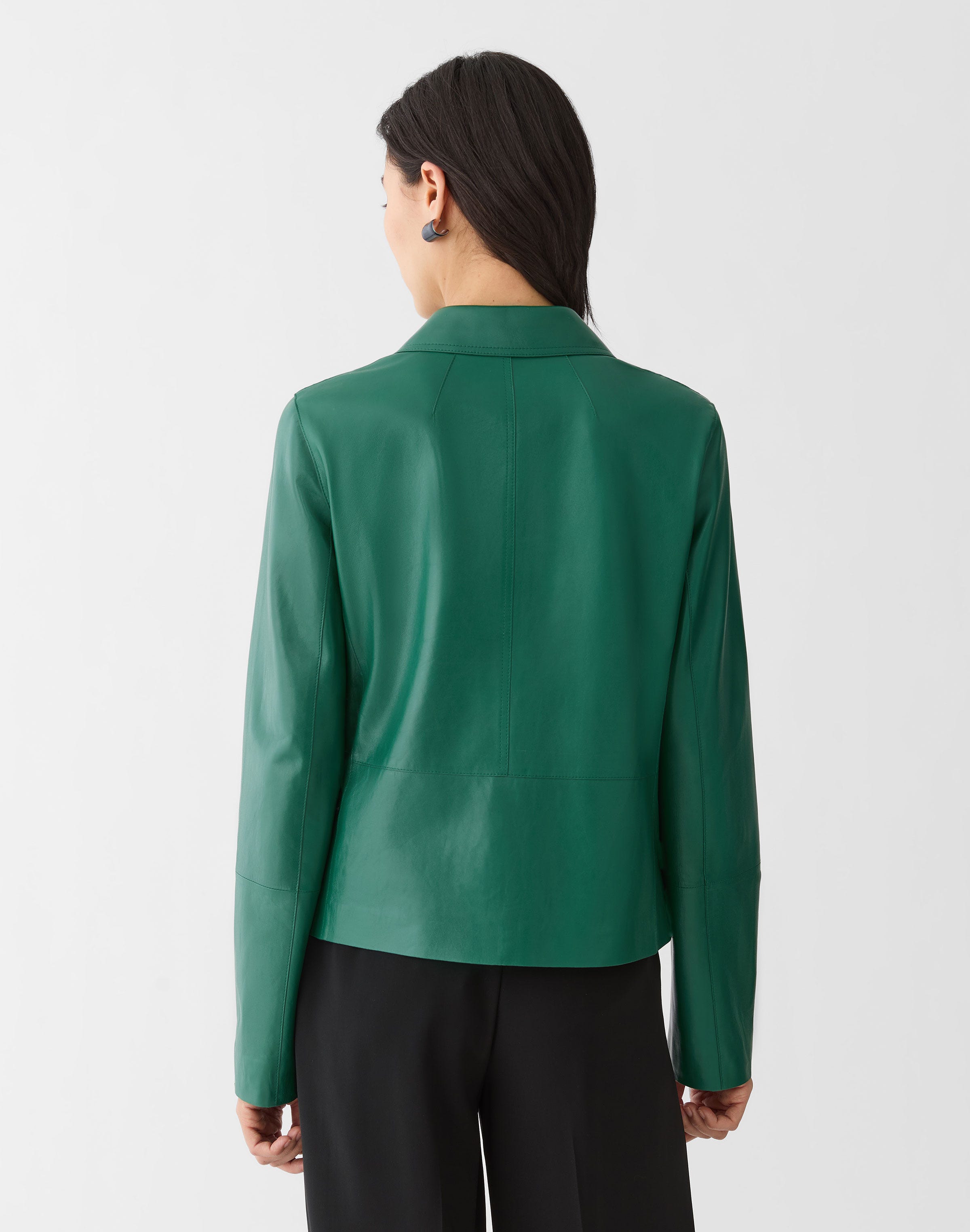 Plus-Size Nappa Leather Three Pocket Jacket