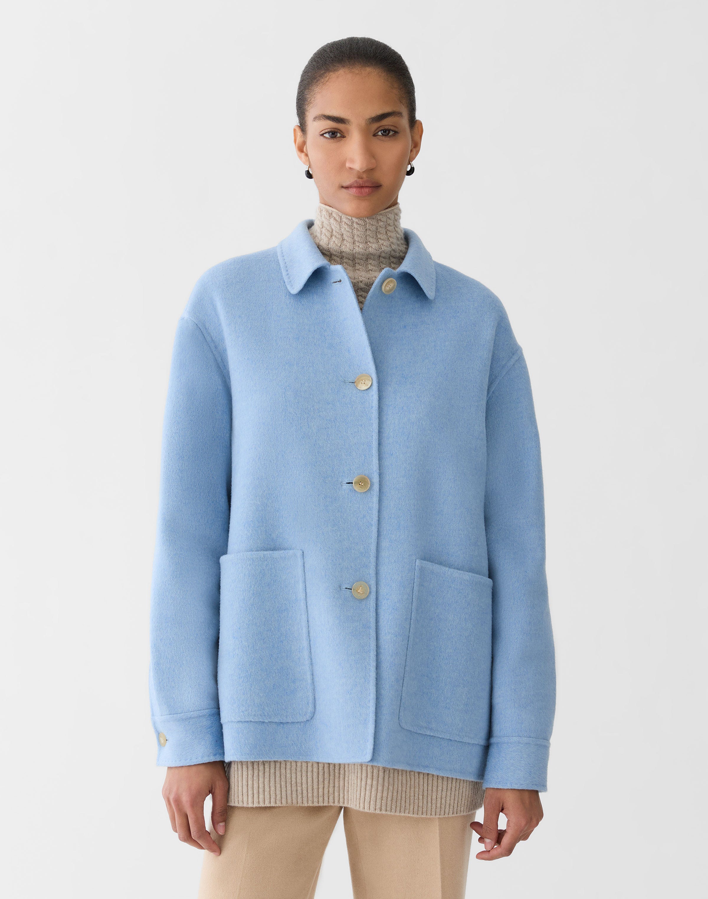 Petite Wool-Cashmere Double Face Shirt Jacket