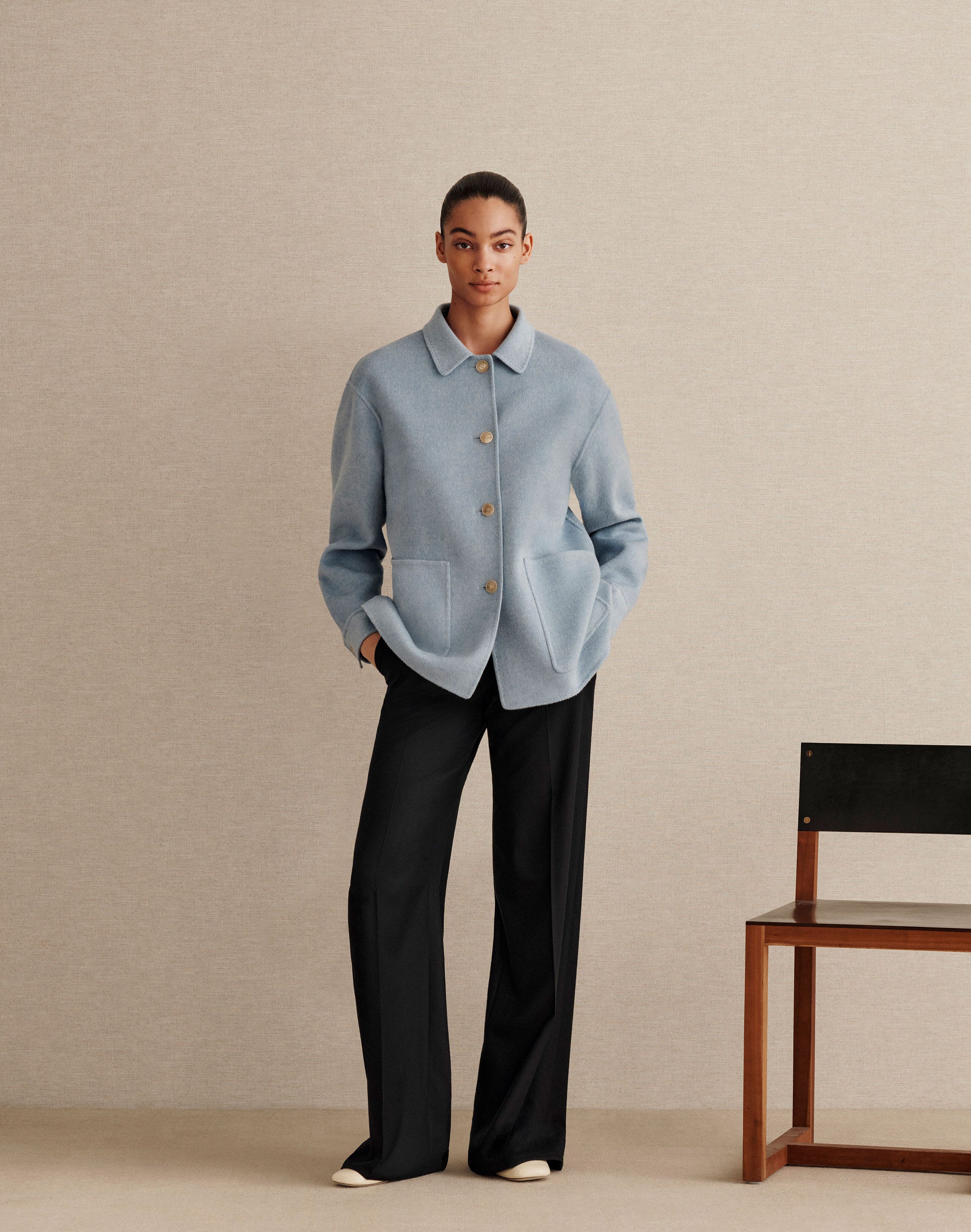 Petite Wool-Cashmere Double Face Shirt Jacket